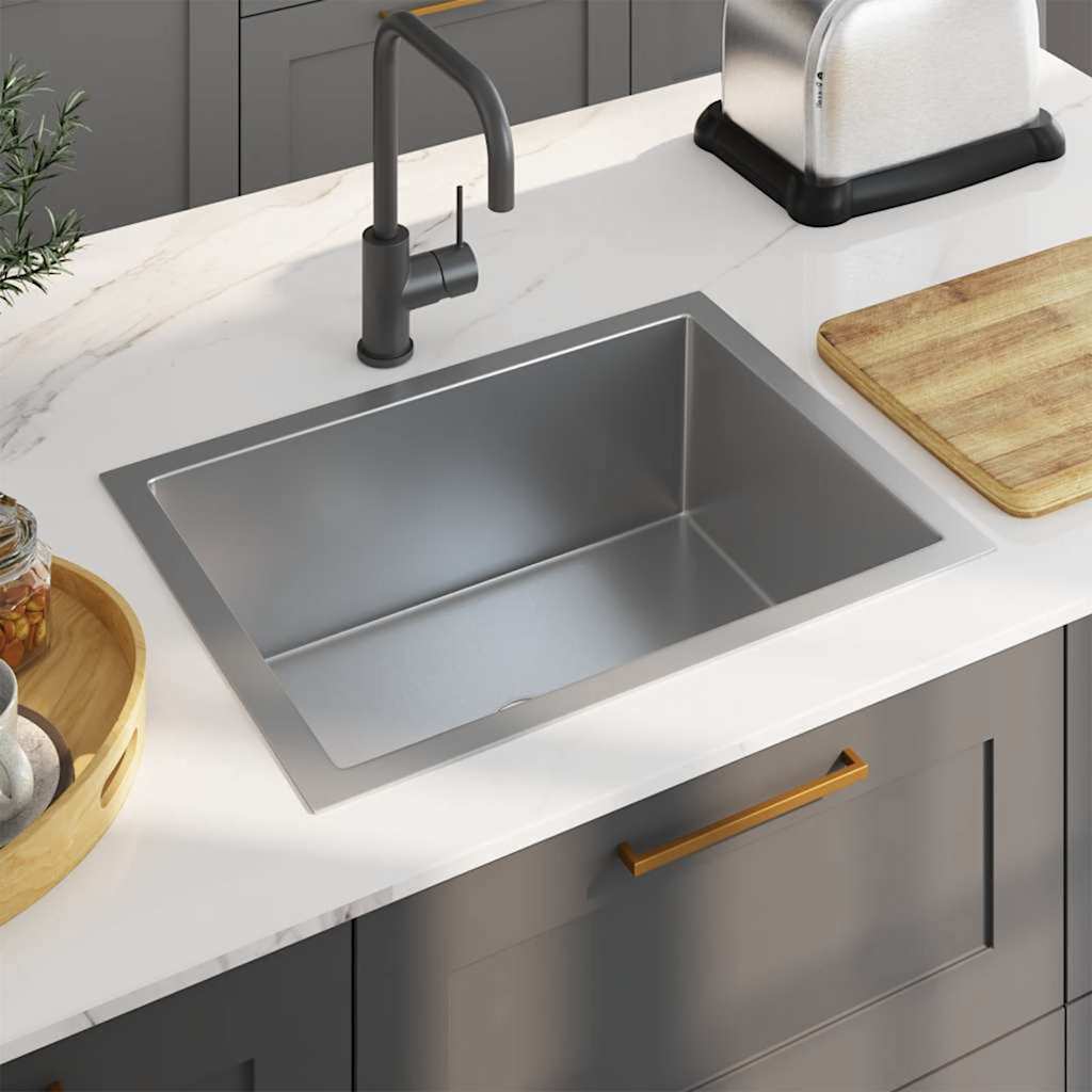 Fregadero de cocina hecho a mano acero inoxidable vidaxl