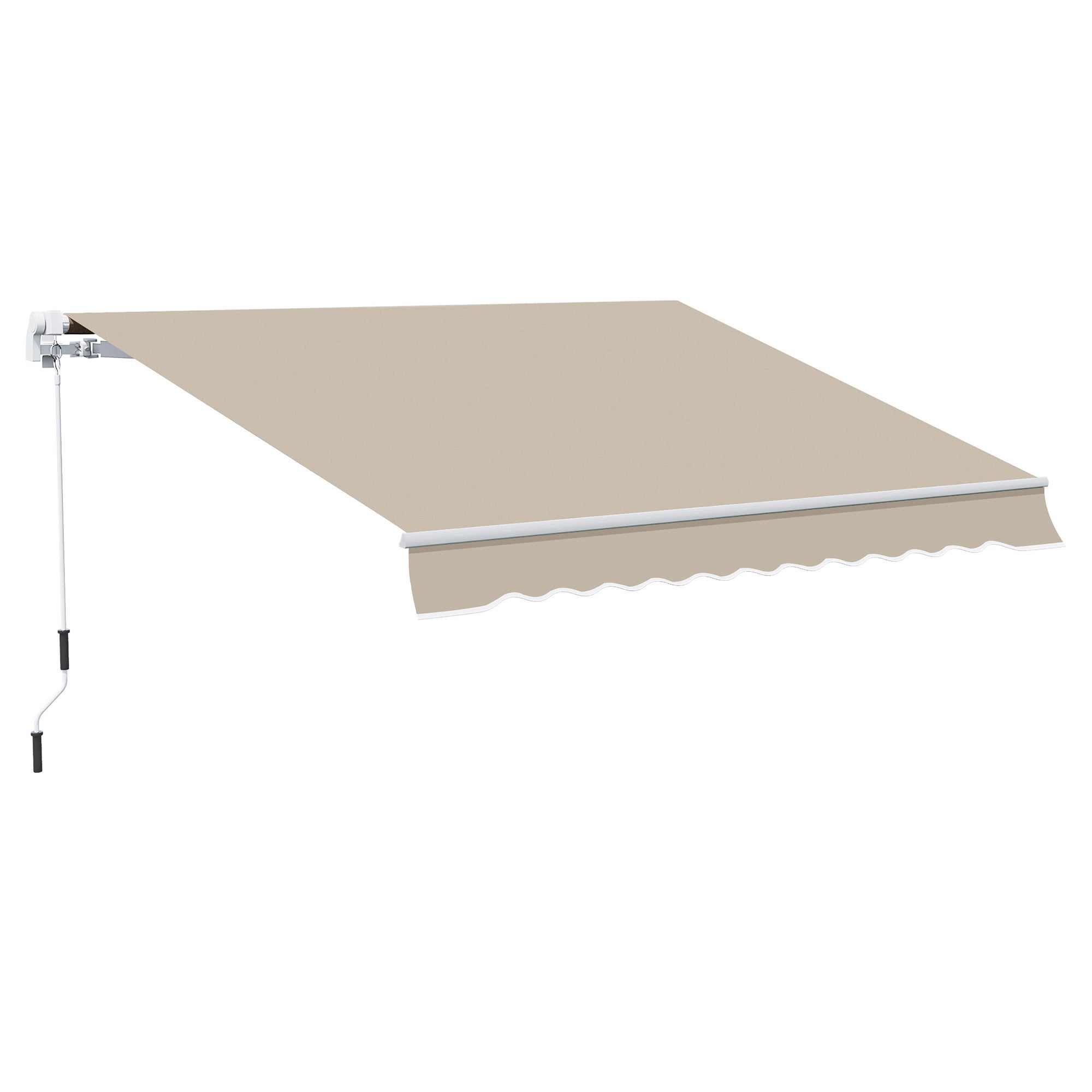 Toldo enrollable manual de 4x2,5 m con cubierta impermeable, de metal y aluminio, color beige.