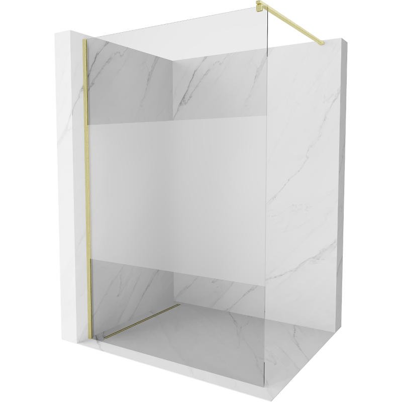Mexen Kioto ścianka prysznicowa Walk-in 140 x 200 cm, transparent/szron 8 mm, złota szczotkowana - 800-140-101-55-35