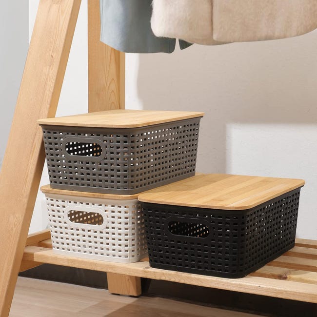 Confezione da 5 barattoli in vetro con coperchi ermetici in bambù, impilabili, con 132 etichette per dispensa, set di contenitori da cucina trasparenti con coperchio in legno per caramelle, biscotti Confezione da 5 barattoli in vetro con coperchi ermetici in bambù, impilabili, con 132 etichette per dispensa, set di contenitori da cucina trasparenti con coperchio in legno per caramelle, biscotti