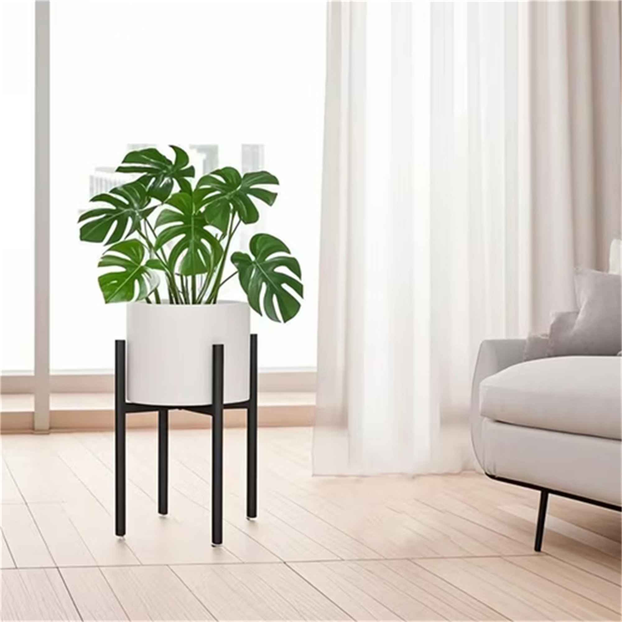 Porte-Plantes Extensible en Fer Forgé Noir avec Support Métallique Solide – Largeur Ajustable 24-38 cm, Hauteur 38 cm - 4