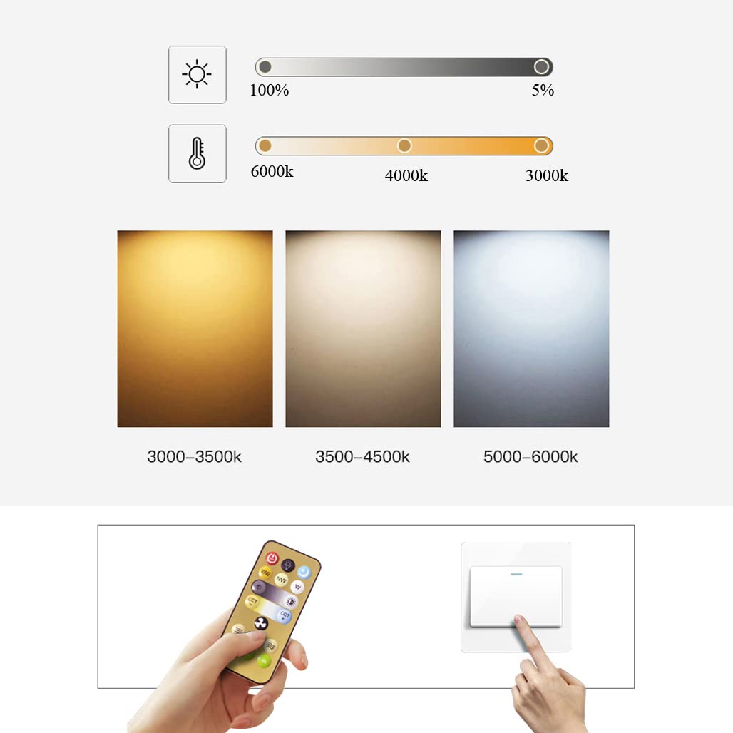 Ventilateur de plafond avec lumière, 30 W, silencieux, avec télécommande, 3 vitesses, intensité variable, douille E27 - 6