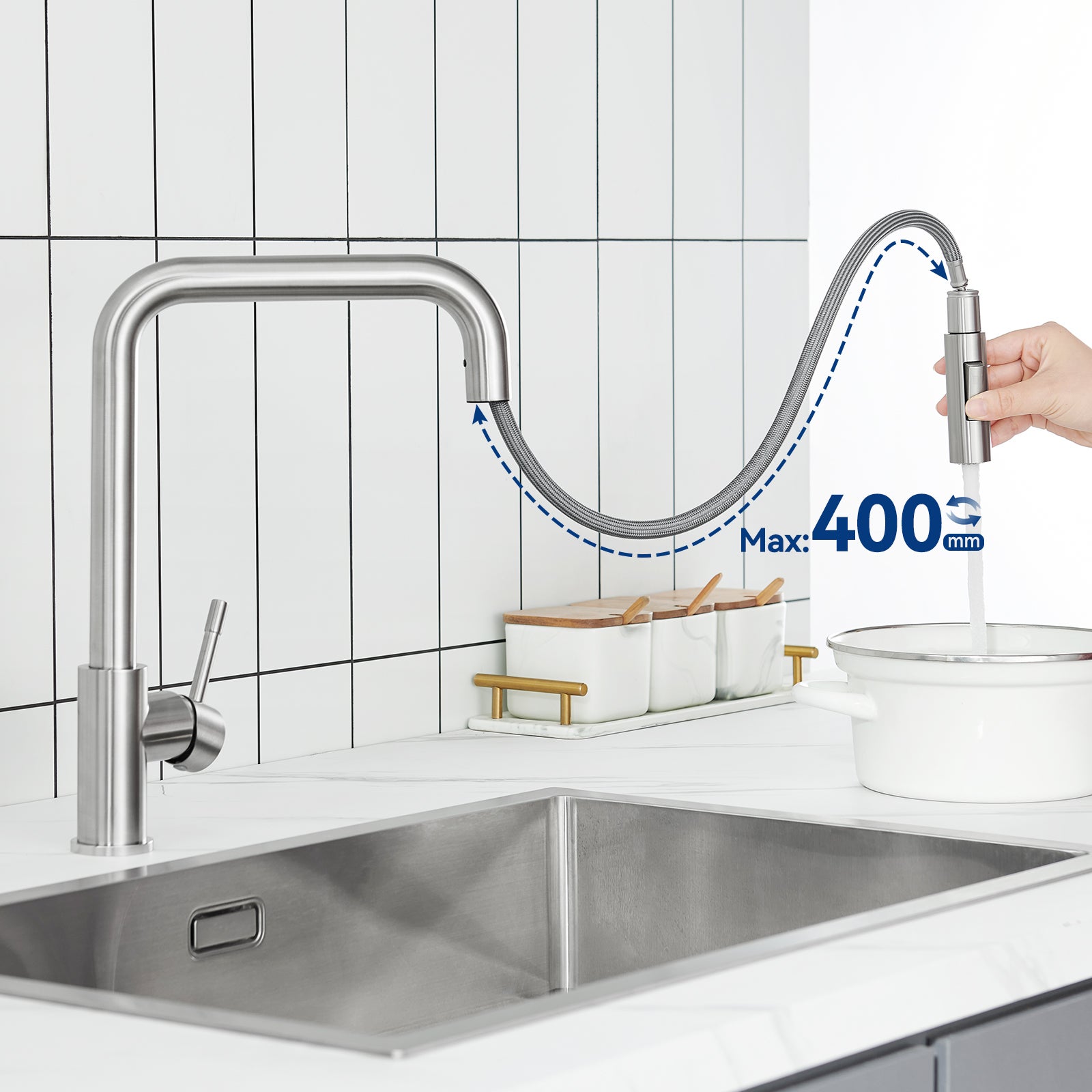 Doccetta Estraibile Per Rubinetto Cucina In Ottone Cromato - G1/2 Universale | Con Leva A Fibbia - Foto 11