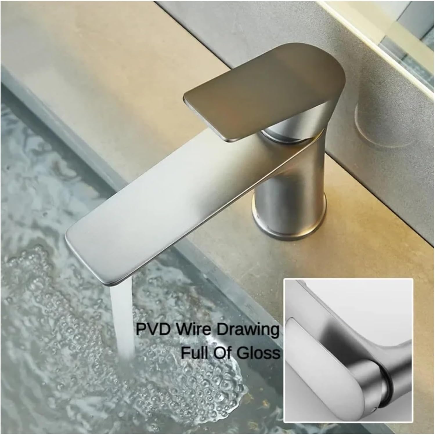Grifo Lavabo Baño Acero Inoxidable 304 Mango Único Gris, Mezclador Agua Caliente/Fría para Fregadero y Cocina (Gris) - 2