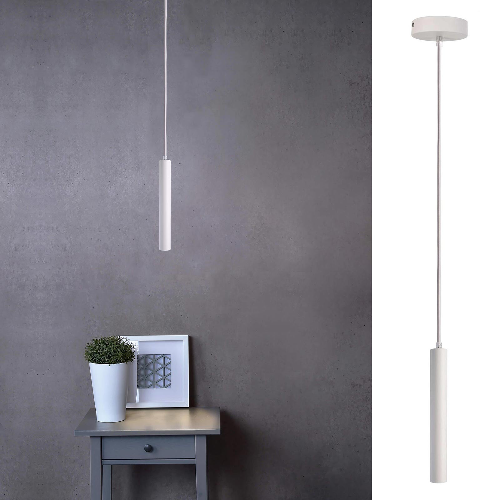 SLIM LED lampa wisząca 5W DIMMABLE cylinder wiszący 2700K stół kuchenny bar RA90 230V BIAŁY