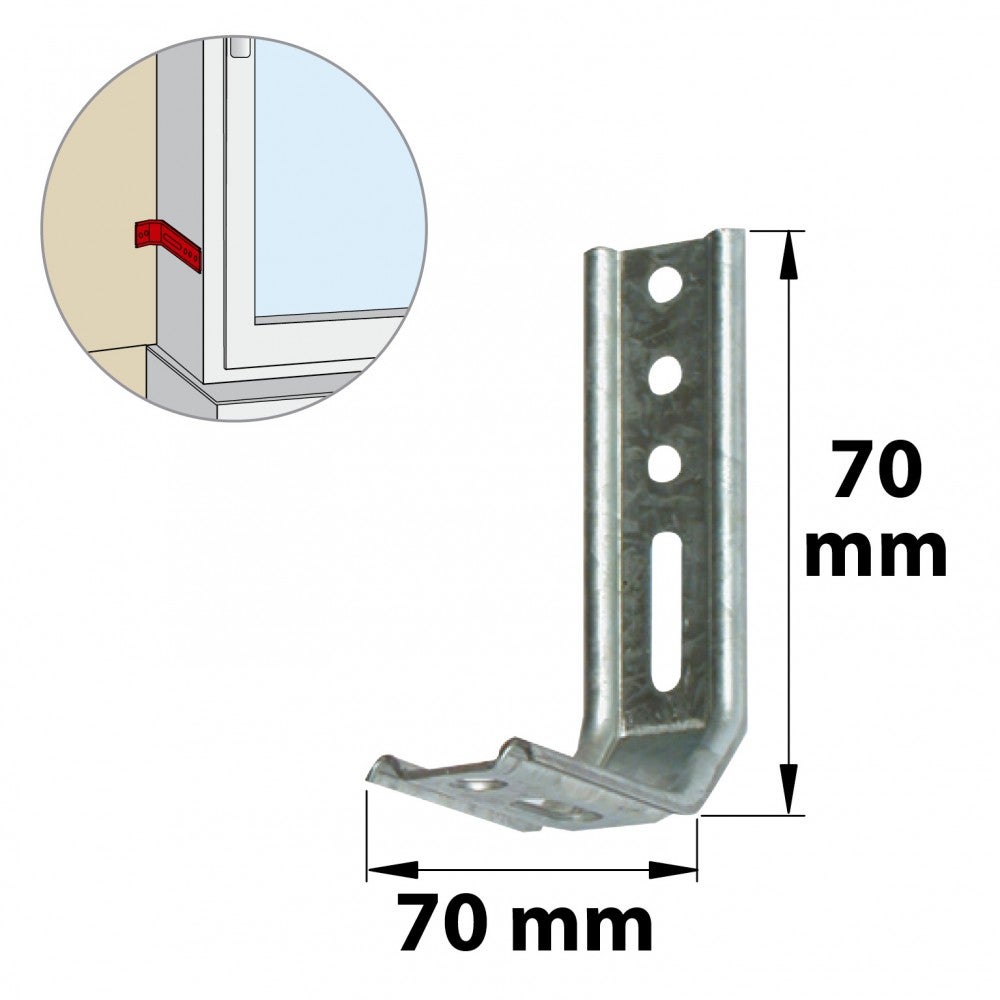 Equerre de fixation acier zingué, H.70 x L.70 x P.30 mm - 3