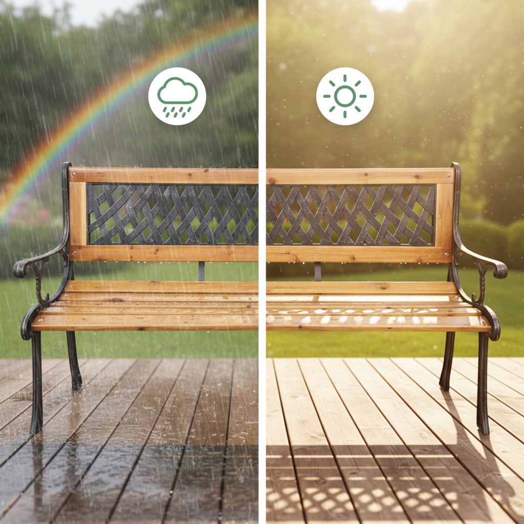 Banc de Jardin Noir MIRT avec Bois laqué et Pieds en fonte, Largeur 127 cm - 6