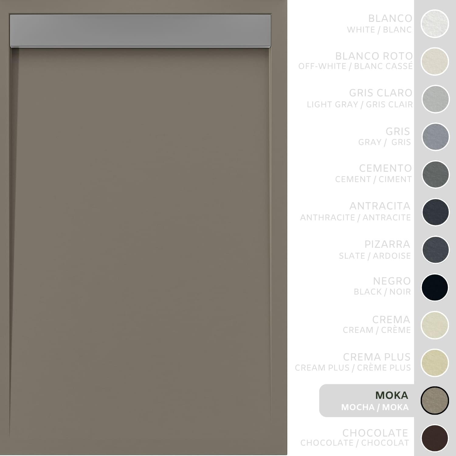 SOULHOME Brodzik prysznicowy– Żywica– Gel Coat– Gładka/Kamienna tekstura – Antypoślizgowy – Moka- 160X70- Niski 3cm– Ruszt INOX