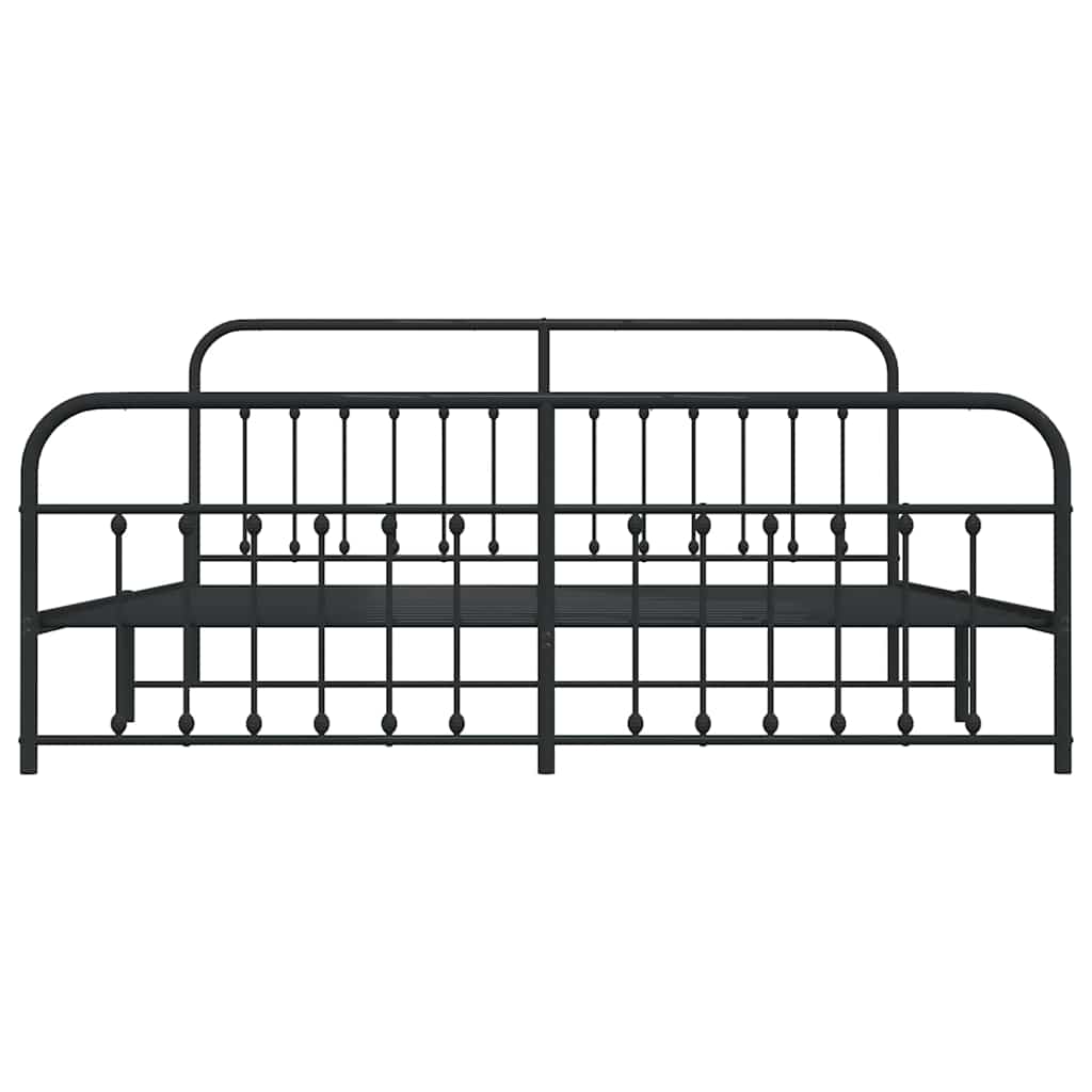 Estructura de cama sin colchón con estribo, de metal negro, para dormitorio, 193 × 203 cm - 6