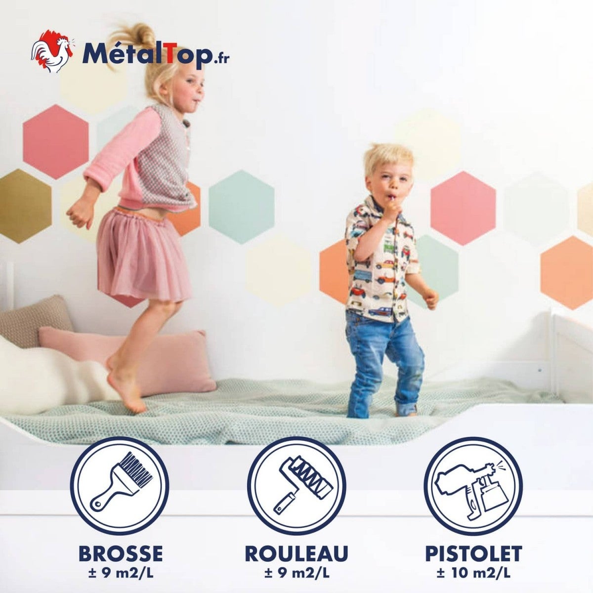 Peinture Chambre Enfant - Metaltop - Bleu acier - RAL 5011 - Pot 15L - 5