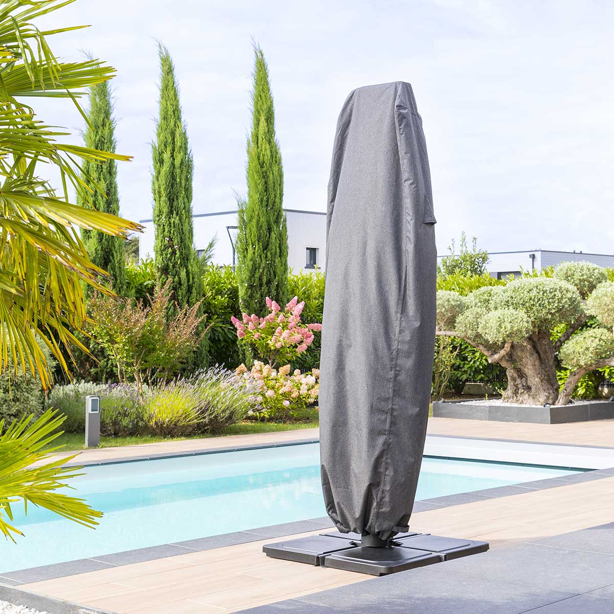 Housse pour parasol décentré L gris Hambo - 70 x 40 x 257 cm - Hespéride - 5