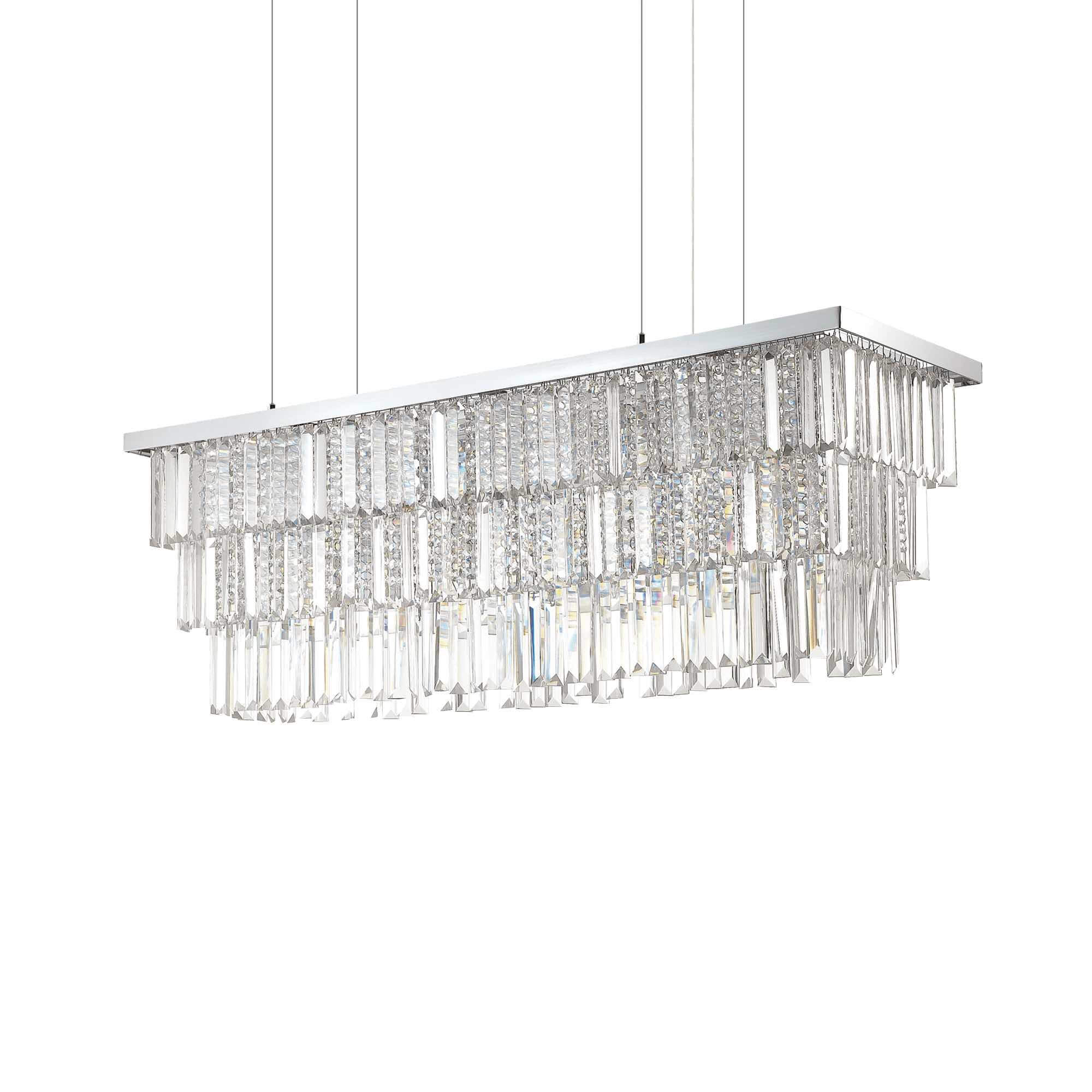 Ideal Lux  Suspension Chromée En Cristal Martinez 8 Ampoules , Leroy Merlin