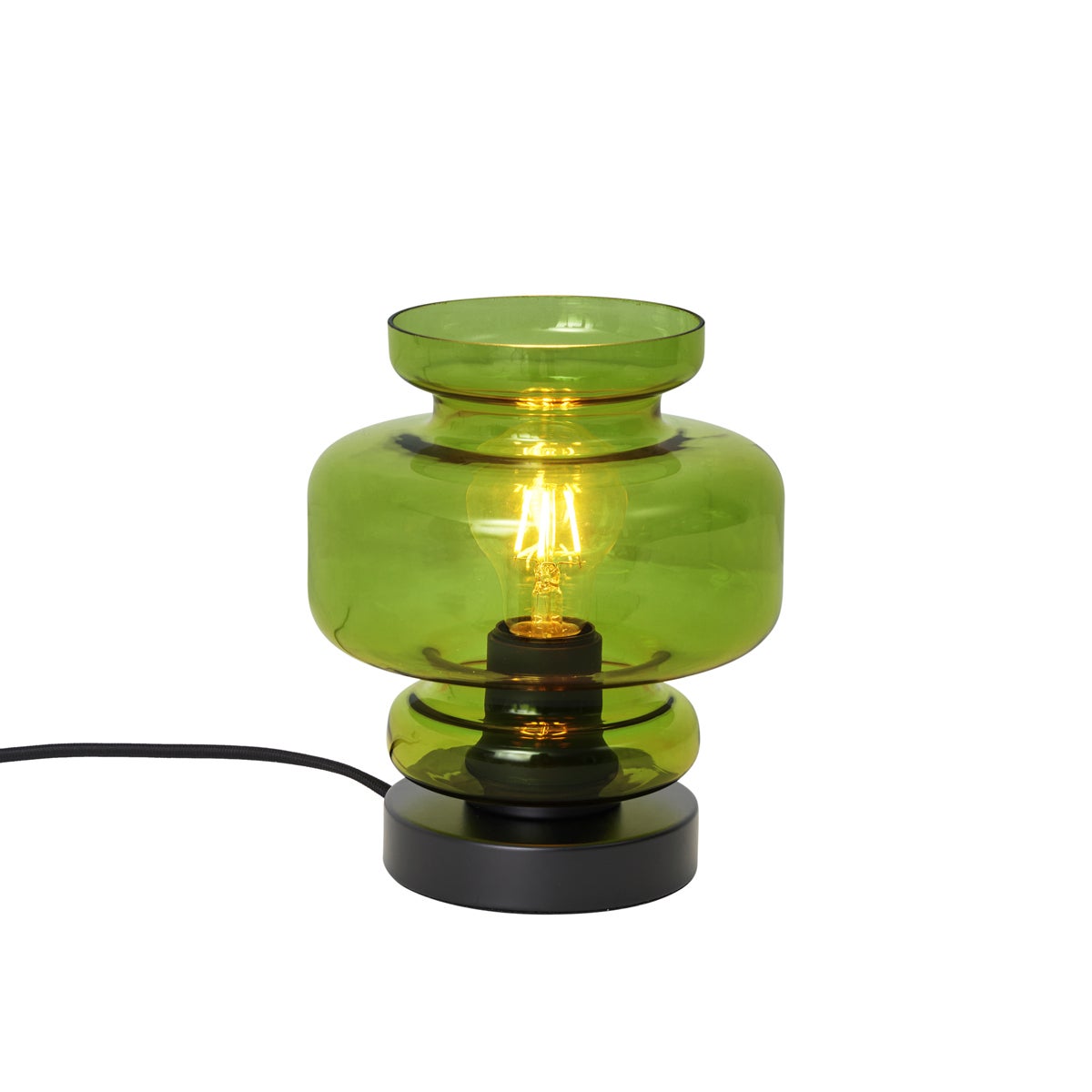 Qazqa retro lampa stołowa ze szkłem - Denise - zielony, okrągły, max. 15w, e27, 21cm, IP20 oświetlenie wewnętrzne