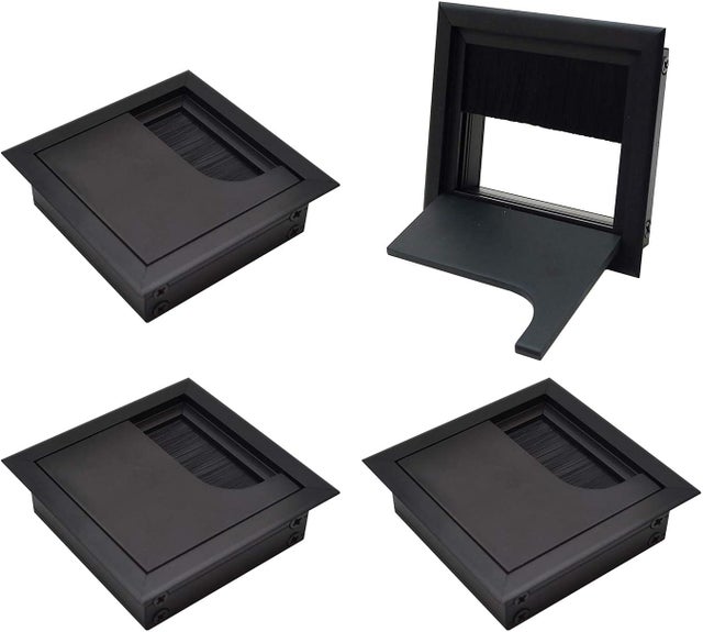 Lot de 4 Cache-câbles carré, dimensions 80 x 80 mm, organisateur de câbles pour meubles