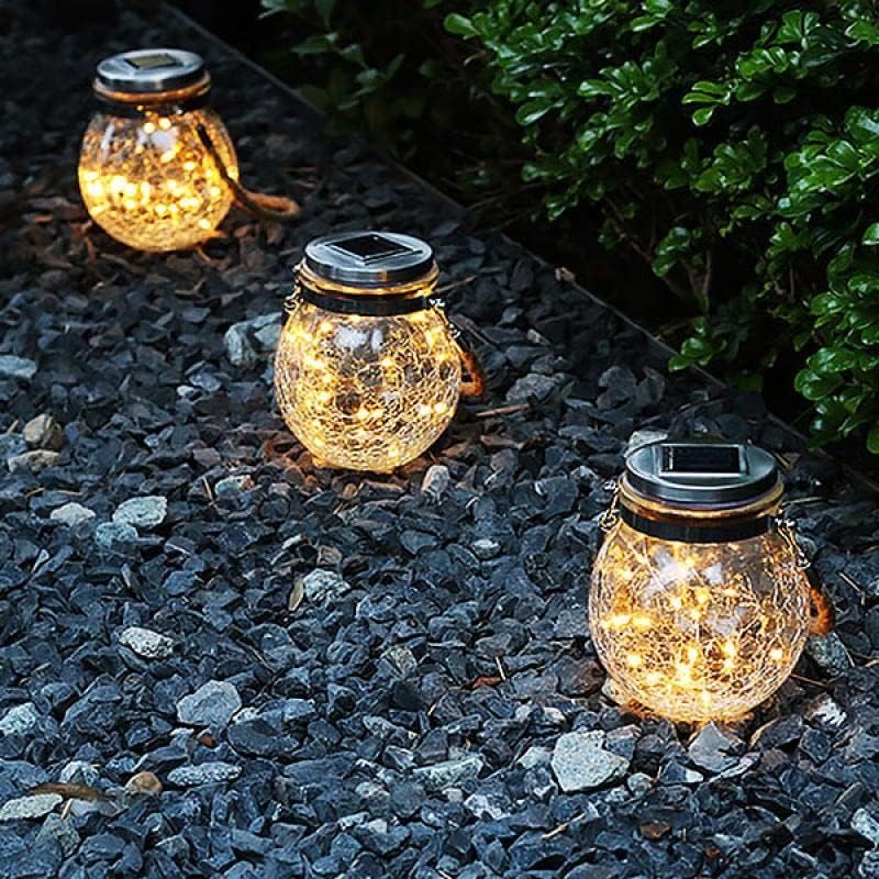 Lampa solarna zewnętrzna, ciepłe światło, szklane lampiony solarne do ogrodu, lampa solarna ze zdejmowanym stojakiem, trawnik, Boże Narodzenie