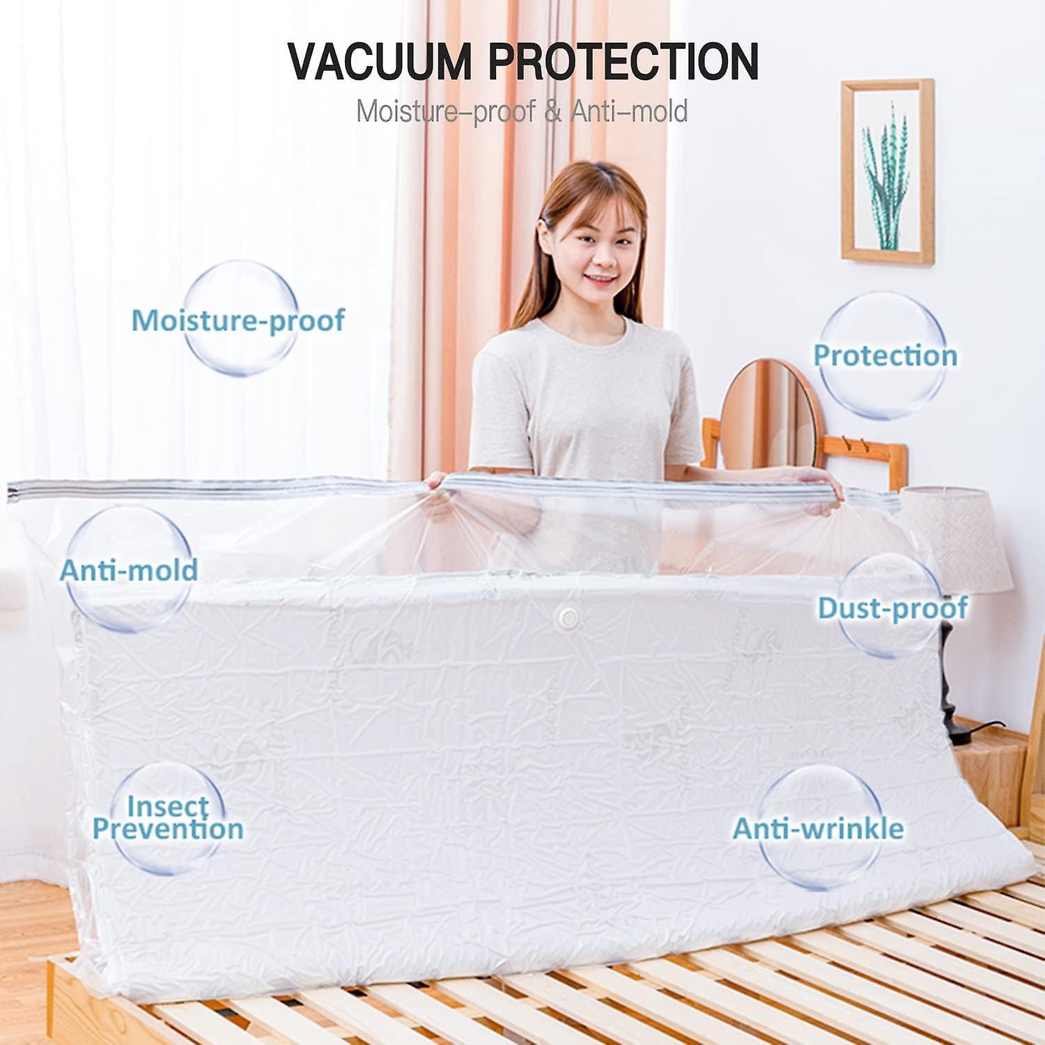 Sacs de rangement sous vide extra larges, étanches, refermables, pour matelas, avec fermeture éclair, réutilisables, pour économiser de l'espace - 2