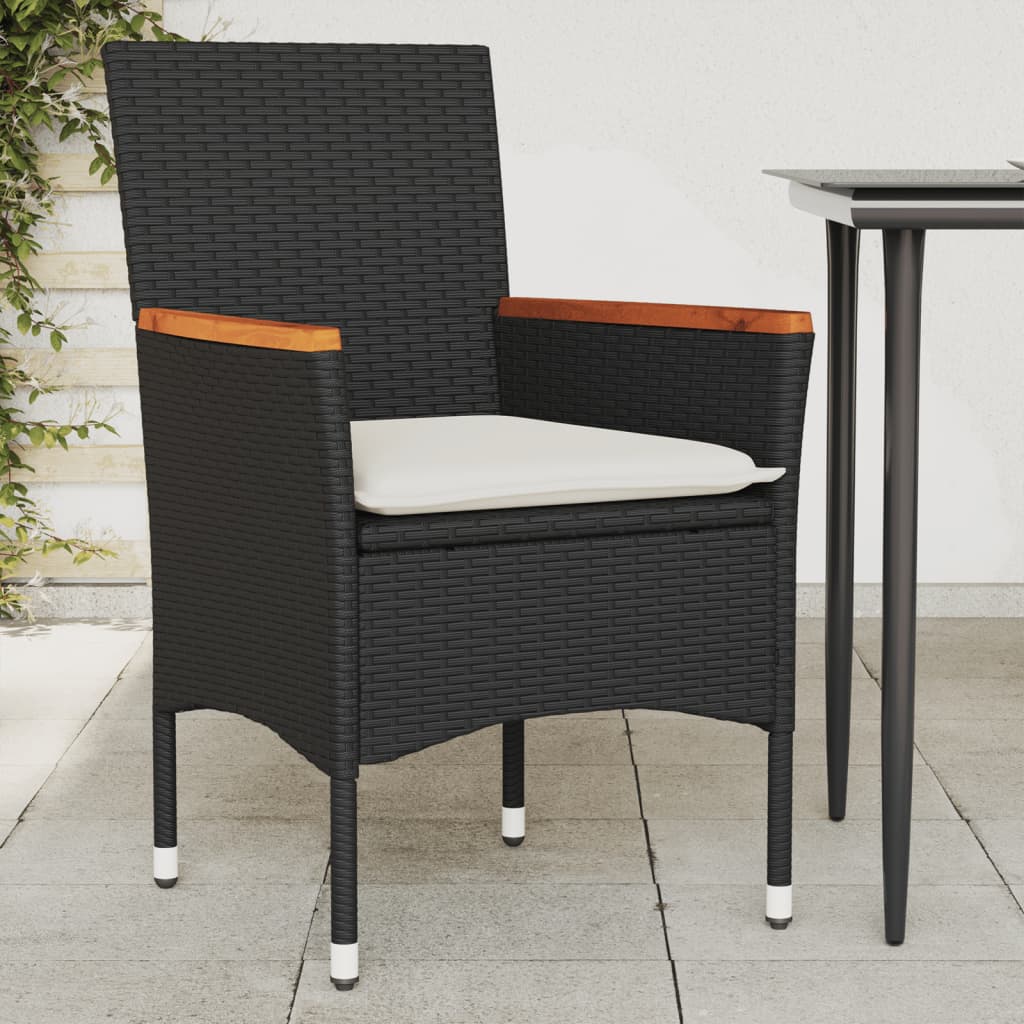 Chaises de jardin avec coussins 2 pcs noir résine tressée - 2
