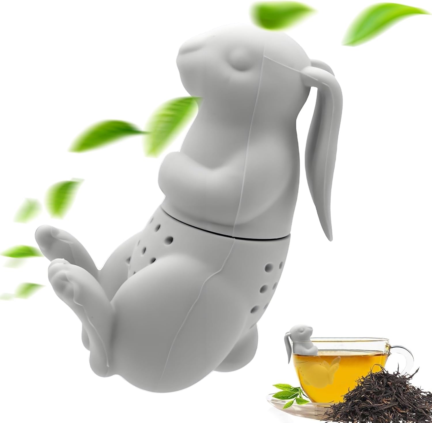 Uroczy silikonowy zaparzacz do herbaty w kształcie zwierzątka (królik) – zabawny zaparzacz do herbaty liściastej, wielokrotnego użytku kulka do herba