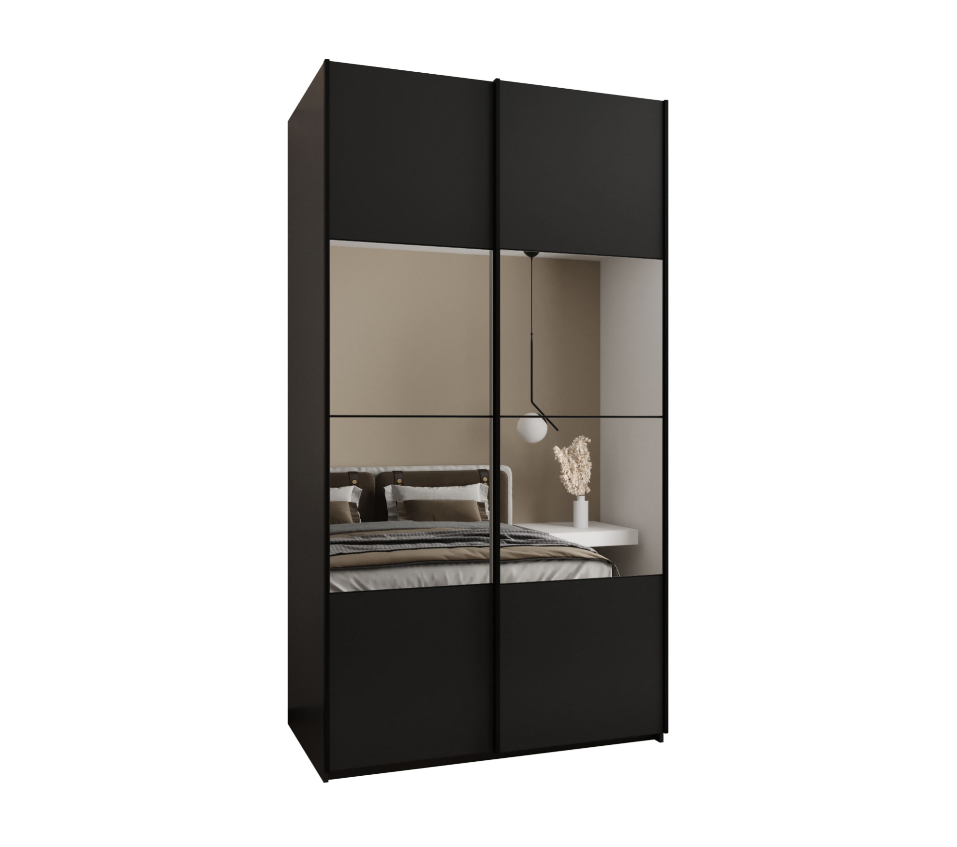 Szafa przesuwna wysoka Lux 4 140 x 64 x 245,5 cm czarny + czarny + u. czarny - Abiks Meble