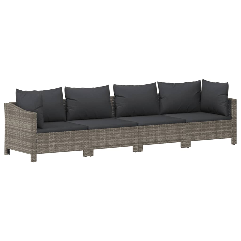 Maison Exclusive - 5 pcs conjunto lounge de jardim c/ almofadões vime PE cinzento - 5