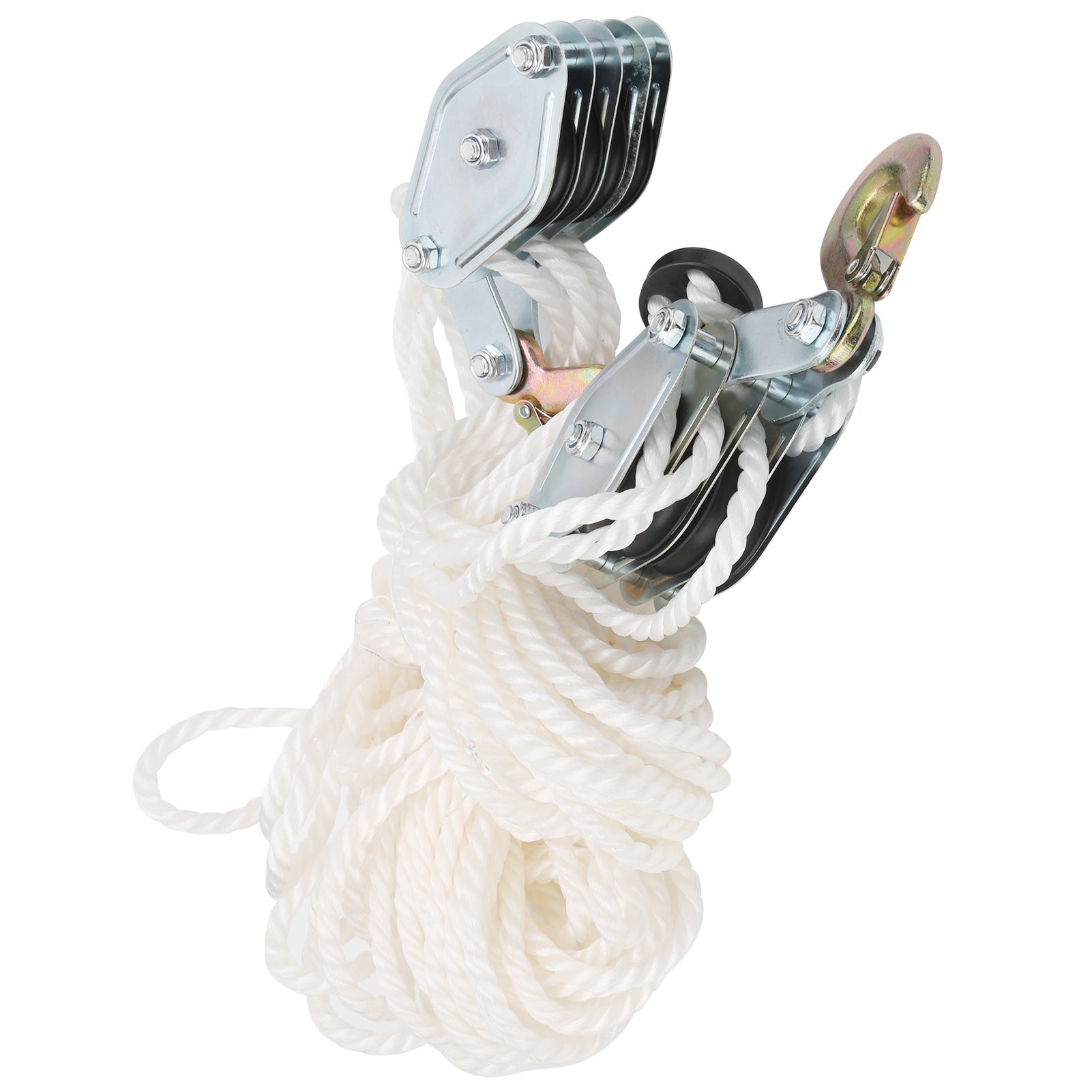 Blocco di sollevamento con gancio in acciaio zincato con capacità di carico di 4000 libbre e fune multi-nylon - 7