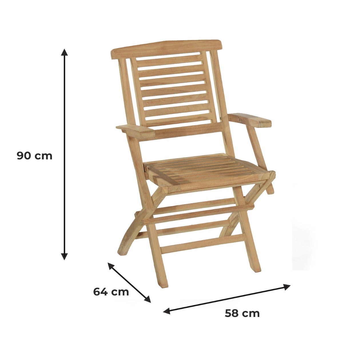 Fauteuils de jardin pliants en teck massif Barbade (lot de 2) - 8