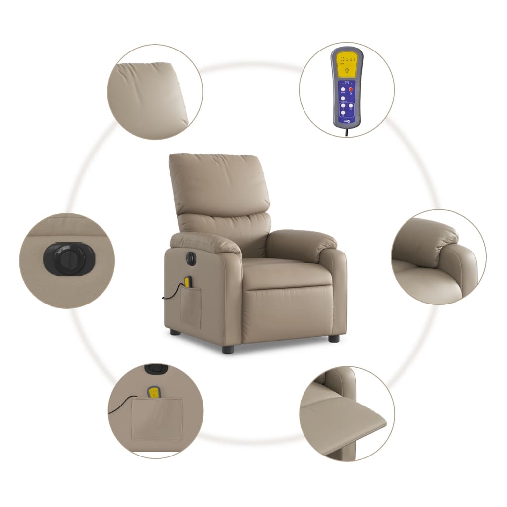 Fauteuil de massage，Fauteuil de Salon，Chaise de massage inclinable électrique cappuccino similicuir CDS91257 - 7