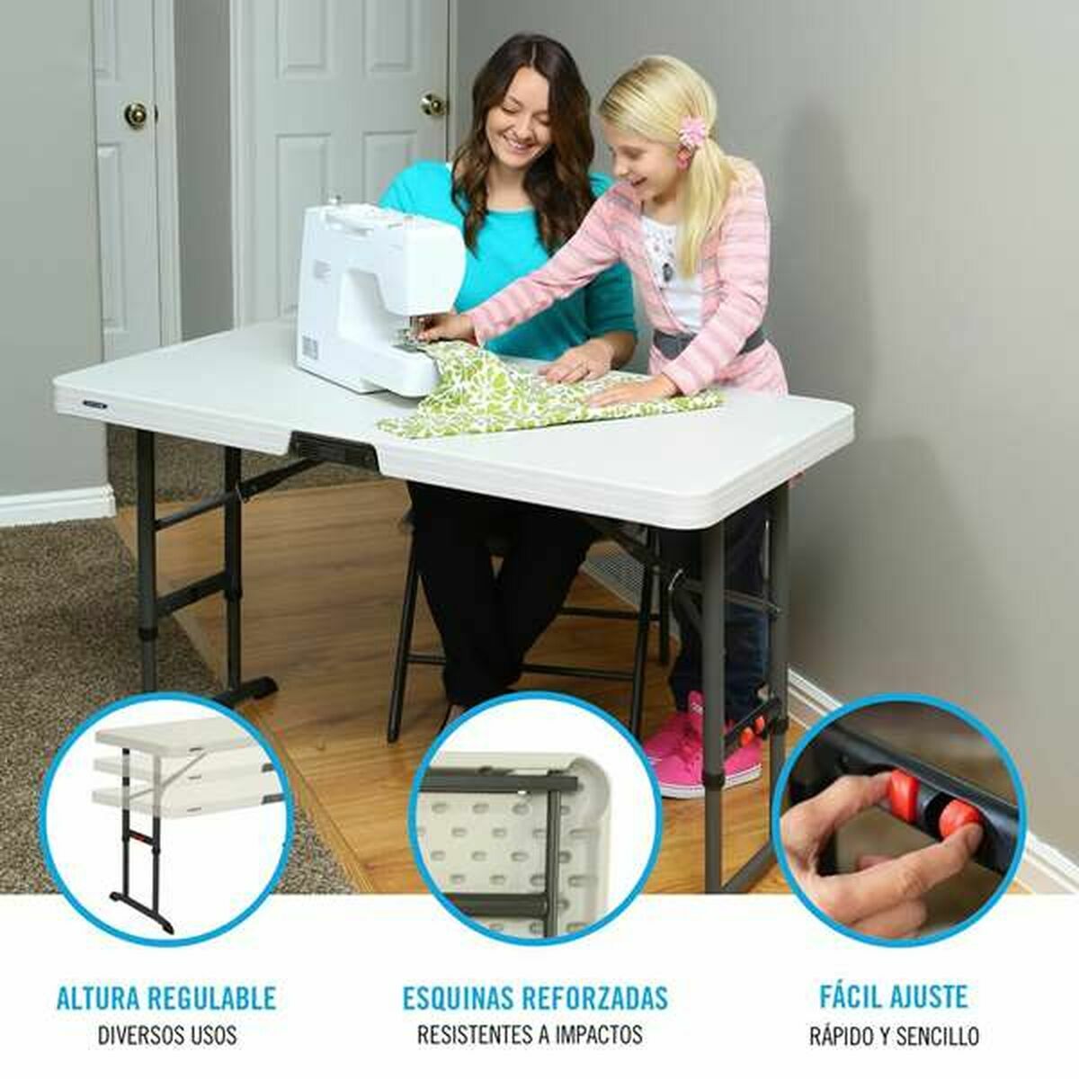 Mesa plegable ajustable en altura Lifetime 122x61x61-86 cm - 8