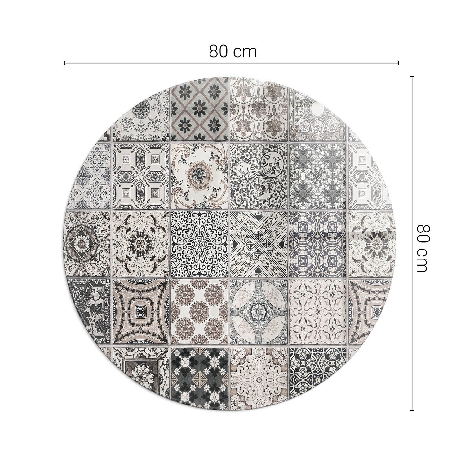 Szklana podkładka pod kominek ze szkła hartowanego - fi 80 cm - Wzory kafli dekoracyjnych - TULUP - 2