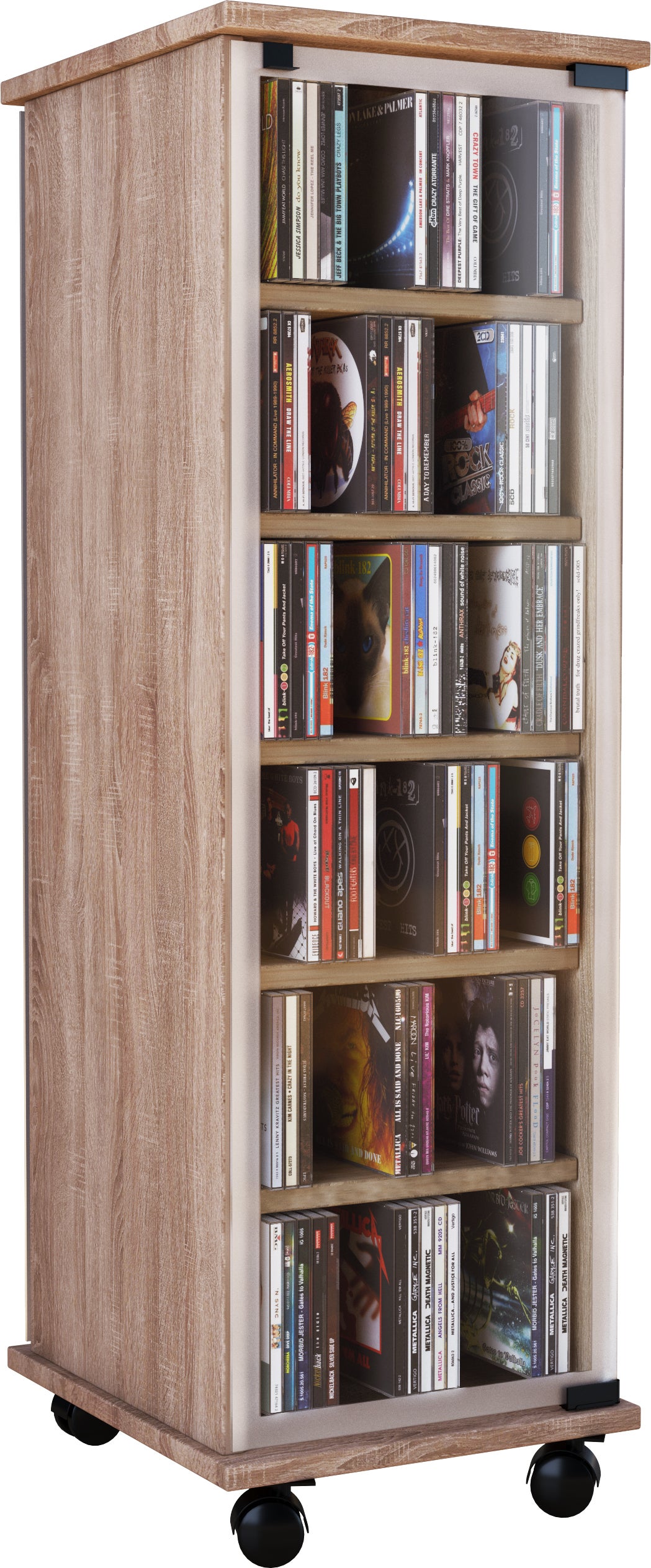 VCM Płyta CD / DVD Media Shelf Valenza Dąb Sonoma (tartak) H. 98 x B. 31 x T. 35 cm