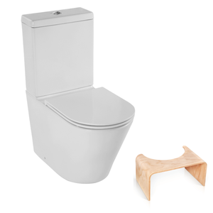 Tabouret De Toilette En Bois Blanc - Repose-Pieds Physiologique Antidérapant - Pour Meilleure Position Accroupie