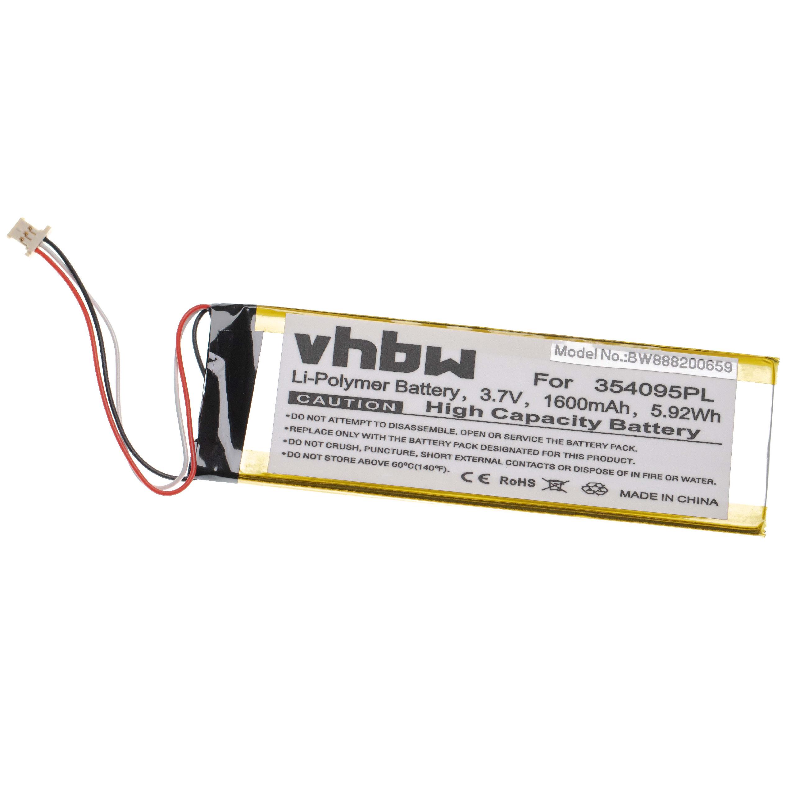 vhbw - Batteria Compatibile Con Becker Professional 6.2 Lmu, Ready 6 Eu Je, Ready 6l Eu Plus, Transit 6 Lmu Navigatore Gps (1600mah, 3.7v, Li-poly