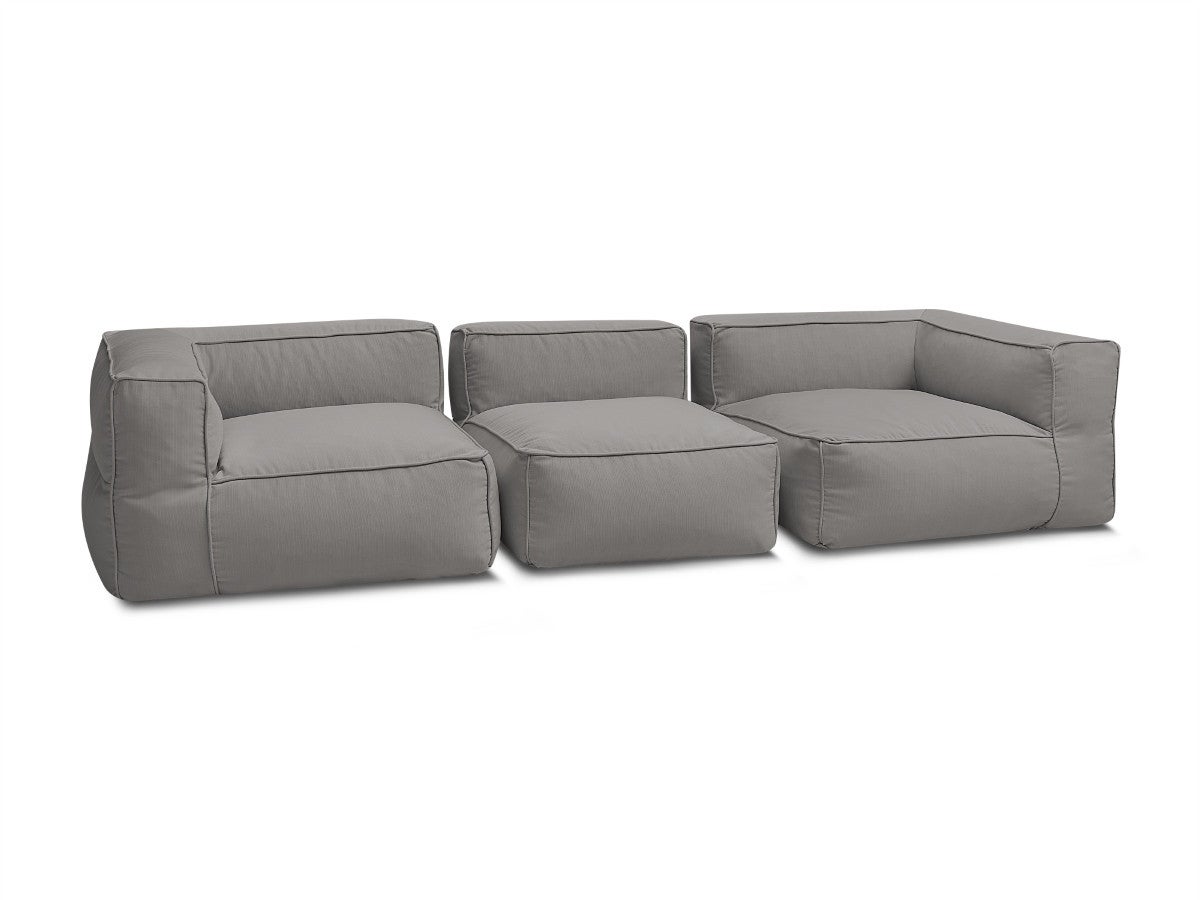 BOBOCHIC Canapé de jardin modulable GIULIA avec bâche de protection, 2 angles et 1 chauffeuse 1 place Gris foncé - 7