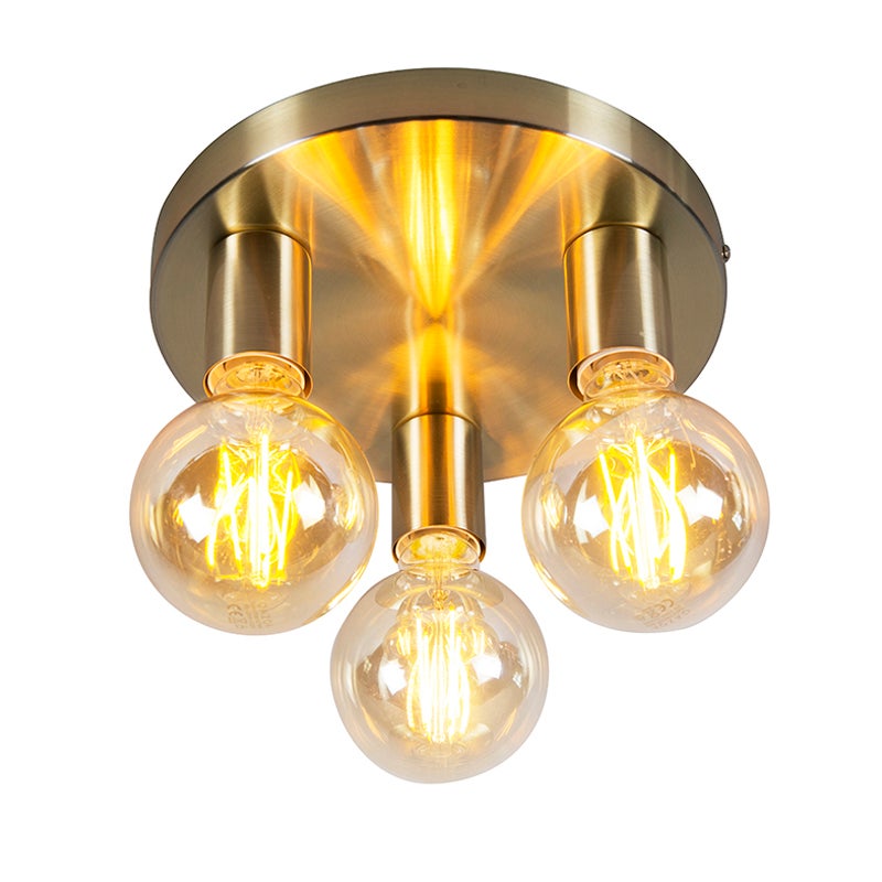 Qazqa designerski plafon - Facil - gold, okrągły, max. 60w, e27, z 3 punktami świetlnymi, 25cm oświetlenie wewnętrzne