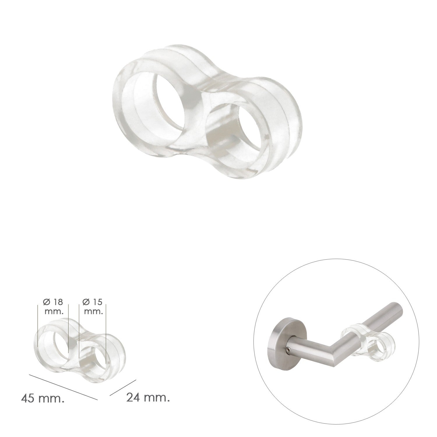 Tope Puerta Para Manivela Transparente (Blister 4 Unidades) - 3