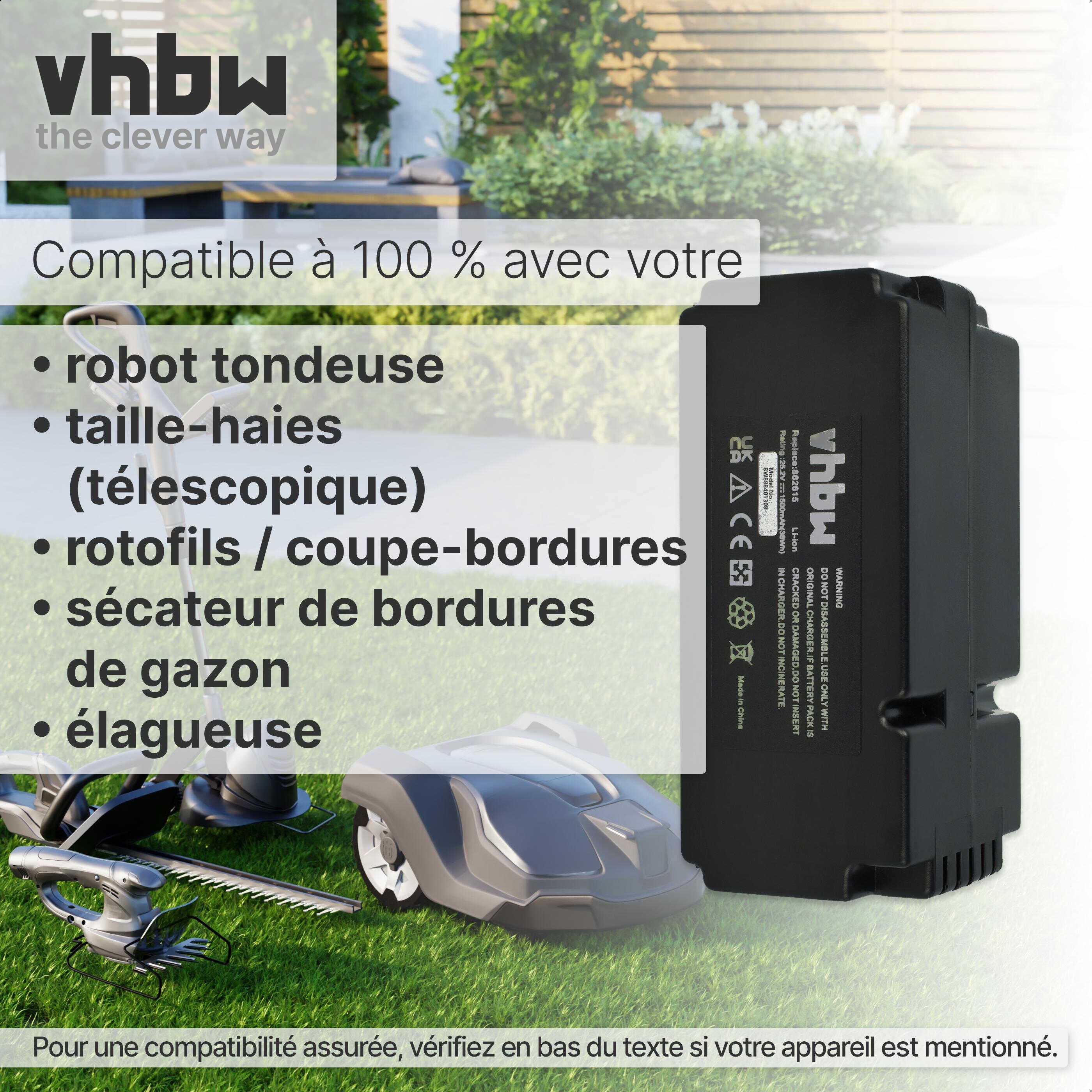 vhbw Batterie compatible avec Power-G Easymow 6HD, 6HD-C, SF600 ECO tondeuse 1500mAh, 25,2V, Li-ion - 2