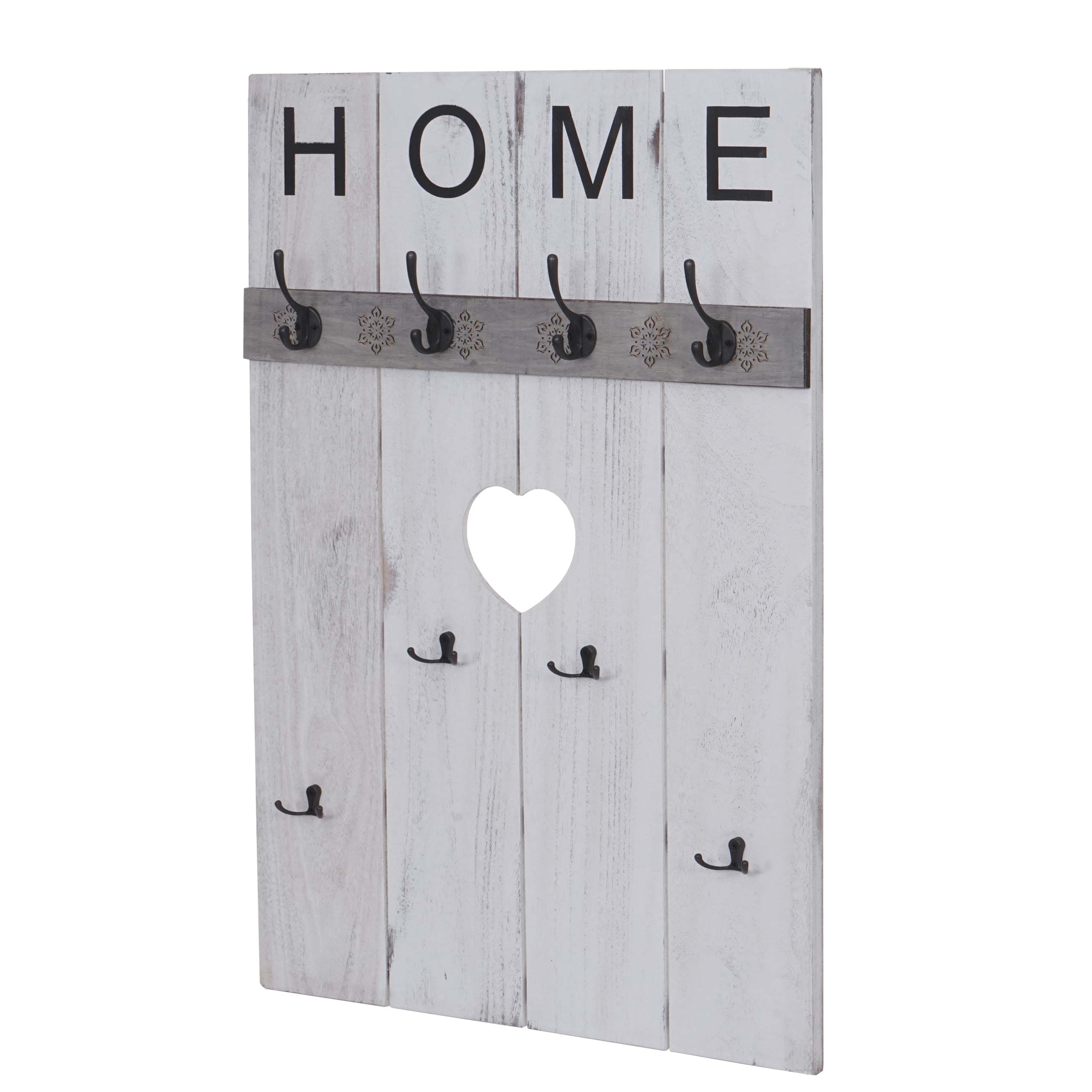 Emfogoo Appendiabiti Da Parete Rustico Con Mensola, 2 Cassetti E 4 Ganci In Metallo – Legno Di Paulownia Bianco Vintage, Per Ingresso E Corridoio - 3
