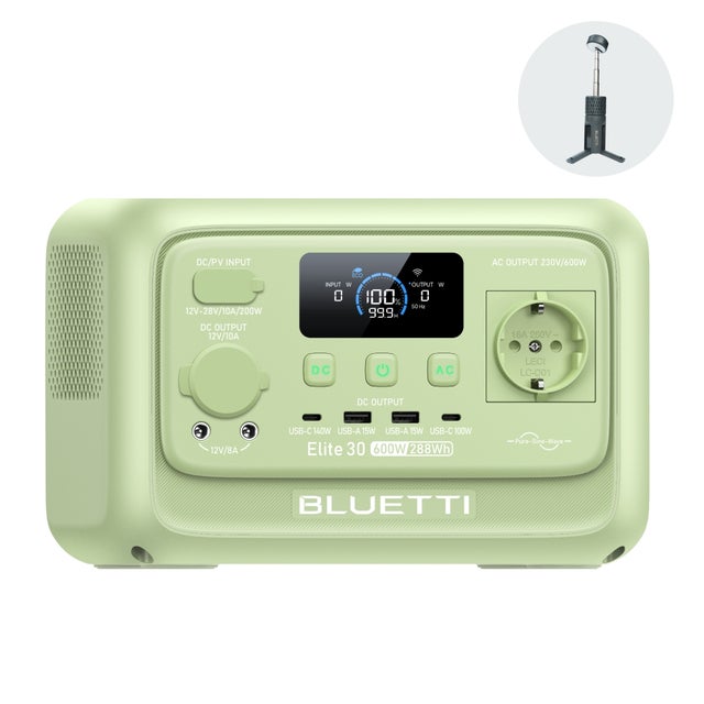 BLUETTI Elite 30 V2 Générateur Solaire (Vert clair citron), Batterie de Secours LiFePO4 288Wh 600W, Prises CA (Puissance de Surcharge 1500W)