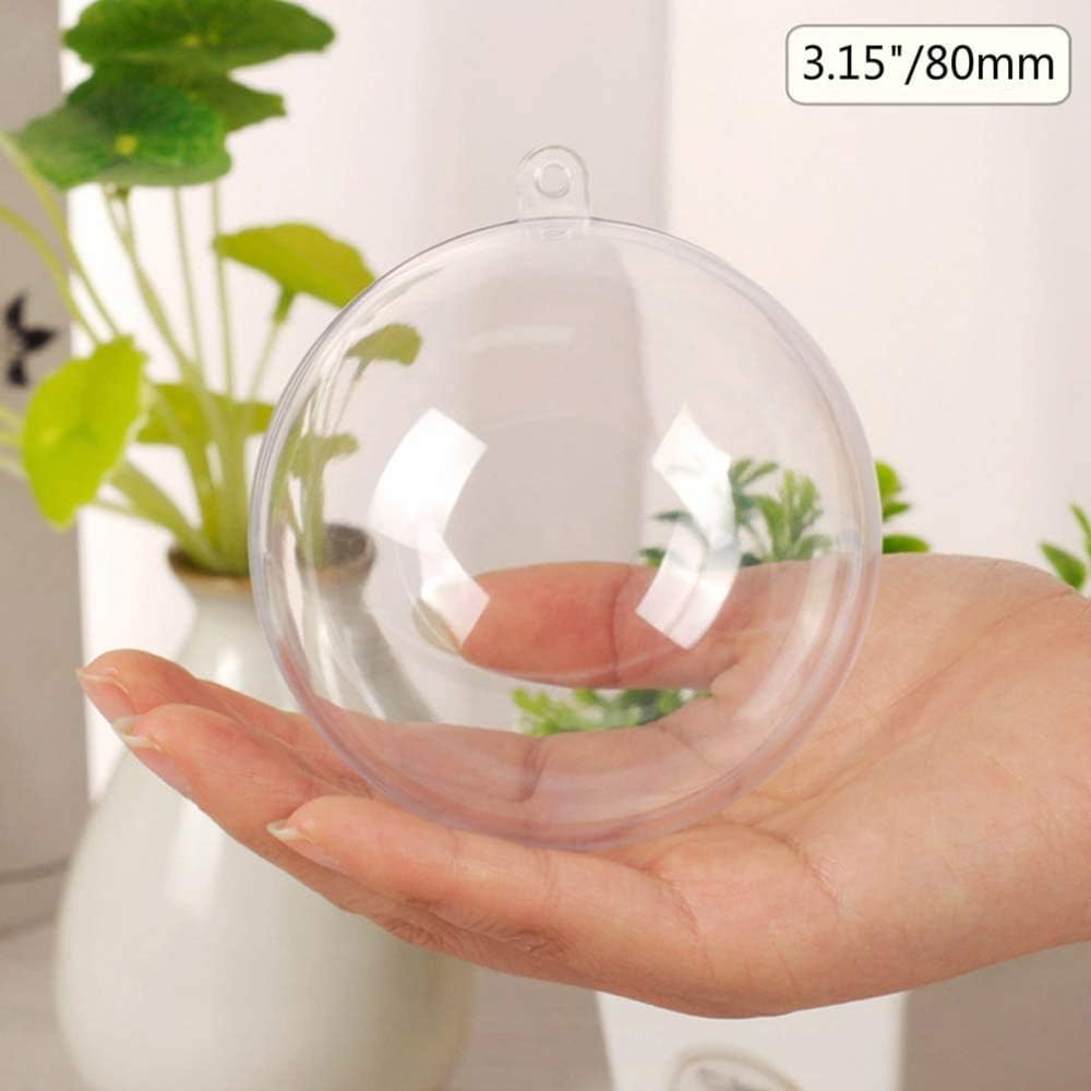 Bolas transparentes para enfeites, pacote com 20 unidades, 80 mm (3,15 pol.) para Natal, feriados, casamentos, festas e decoração de casa - 6