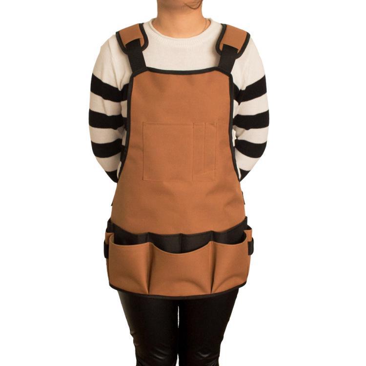 Taille étendue : 58 x 60 cm (café) Tablier de barbecue d'extérieur Tablier de rangement d'outils de jardin imperméable et résistant aux taches - 2