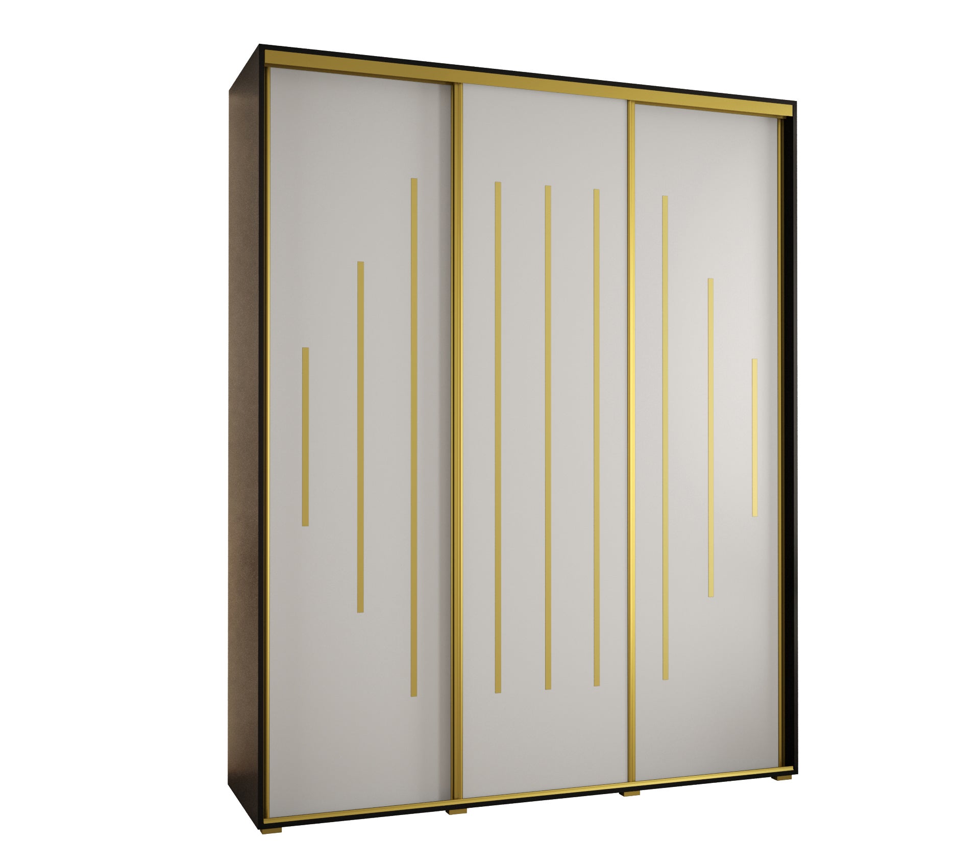 Szafa przesuwna wysoka Davos 12 200 x 60 x 235,2 cm czarny + biały + u. złoty - Abiks Meble