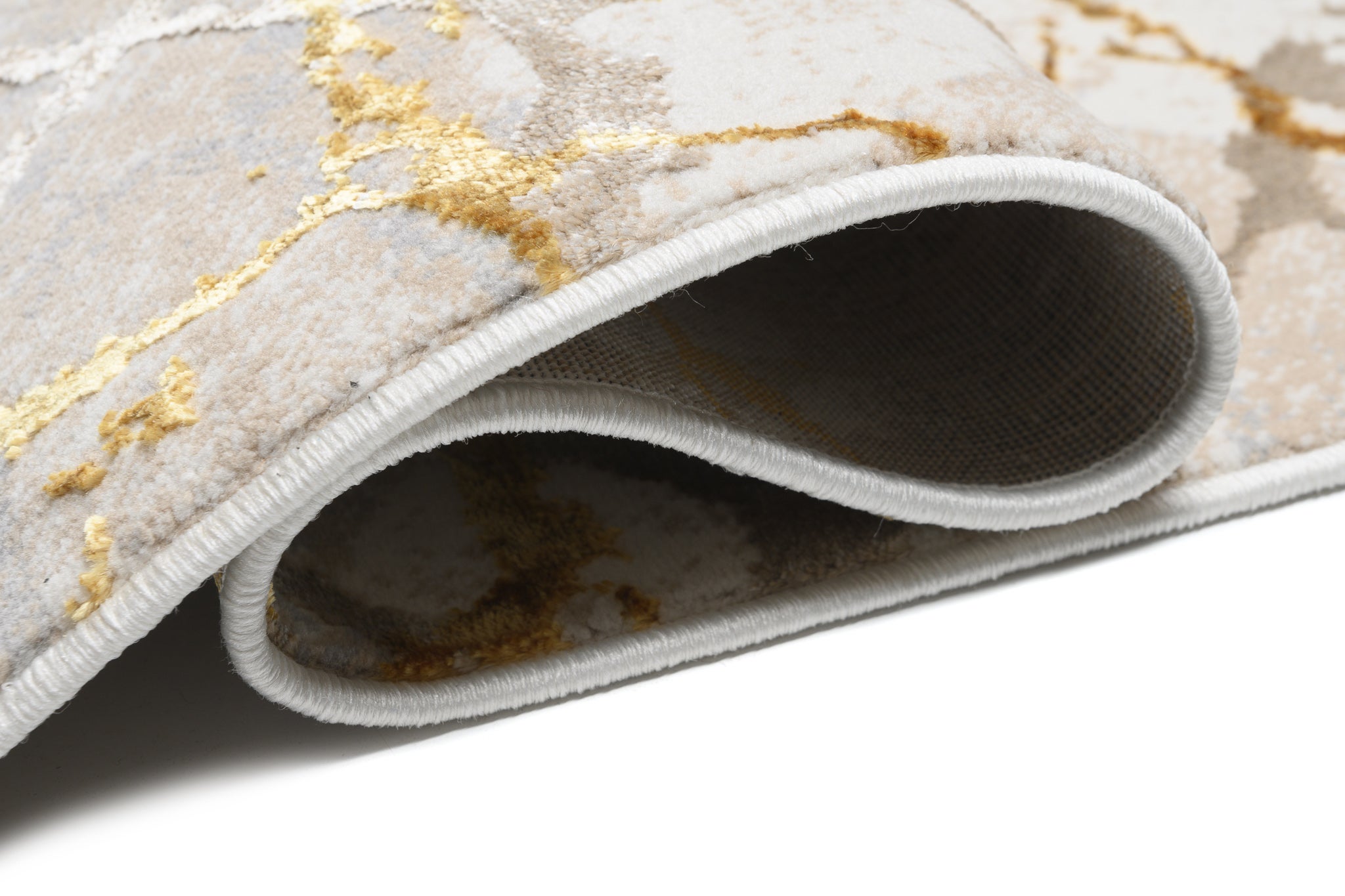 TAPISO Golden Tapis de Salon Moderne Or Beige Crème Gris Moucheté Motif Abstrait Doux Poil Court 80 x 150 cm - 3