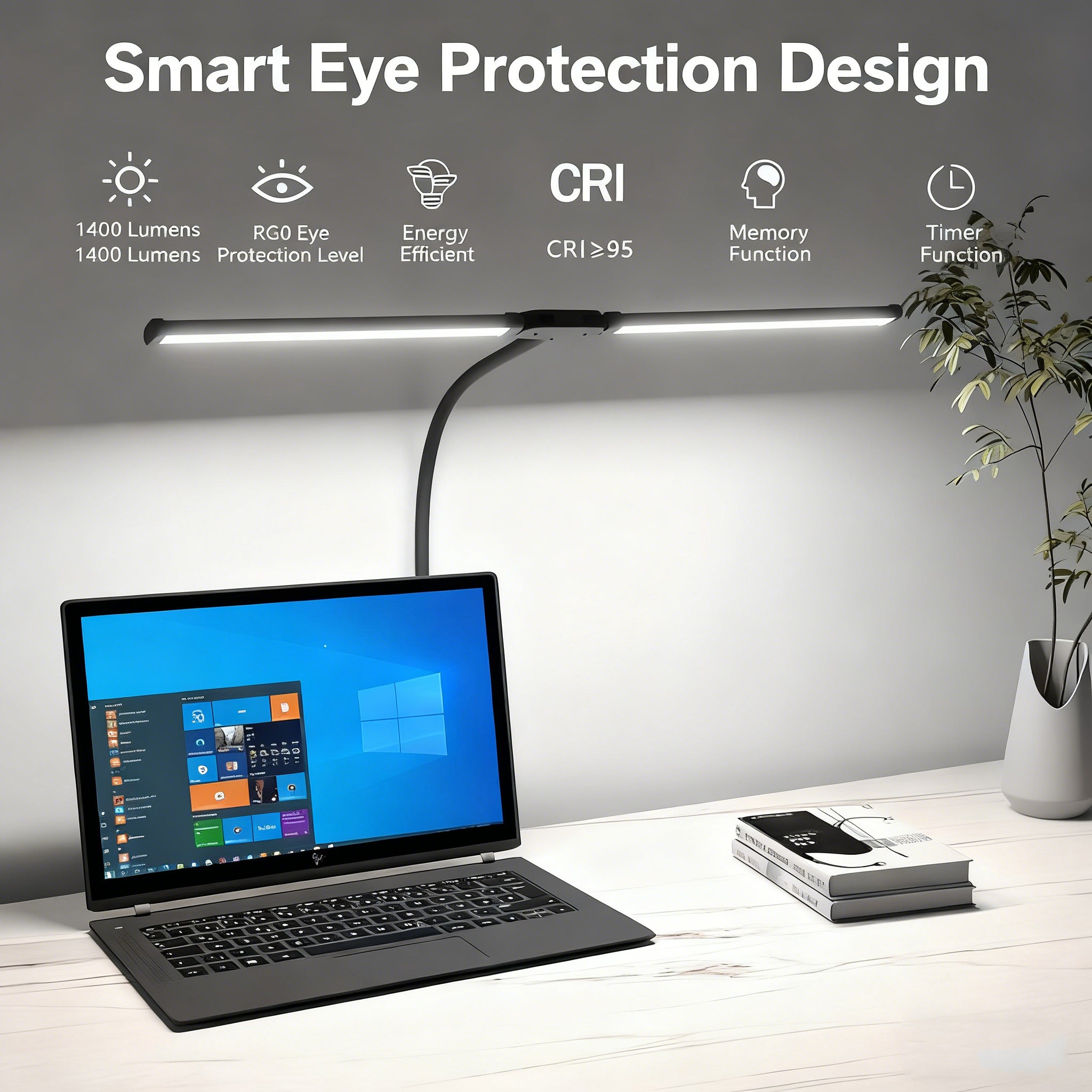 Lampe de bureau LED architecte, 3 couleurs 10 niveaux réglables, lumière anti-éblouissement, idéale pour lecture, étude et travail créatif - 7