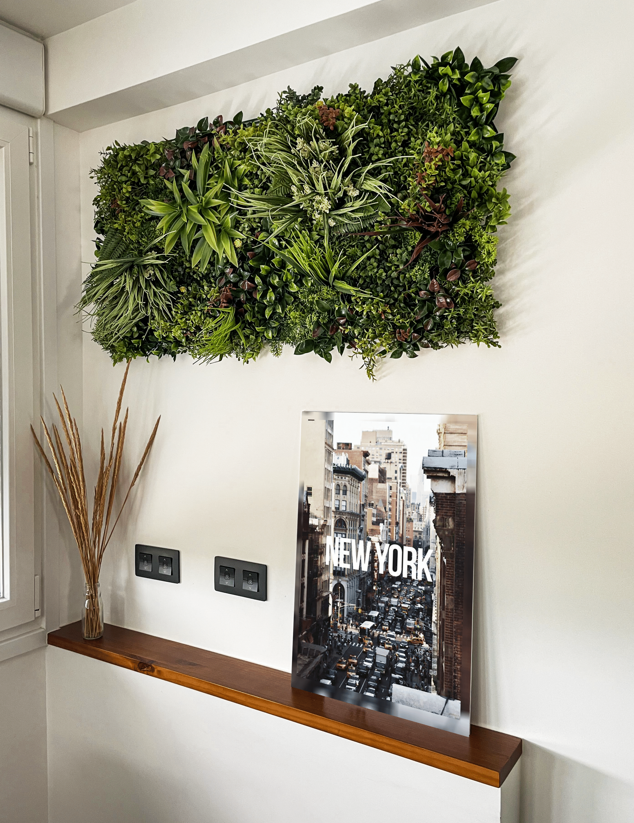 Bonerva | Jardín Vertical Artificial Creta | Pack 3 Piezas 50x50cm (0,75m²) | Diseño Exclusivo | Planta artificial decoración oficina, hotel, bar - 7
