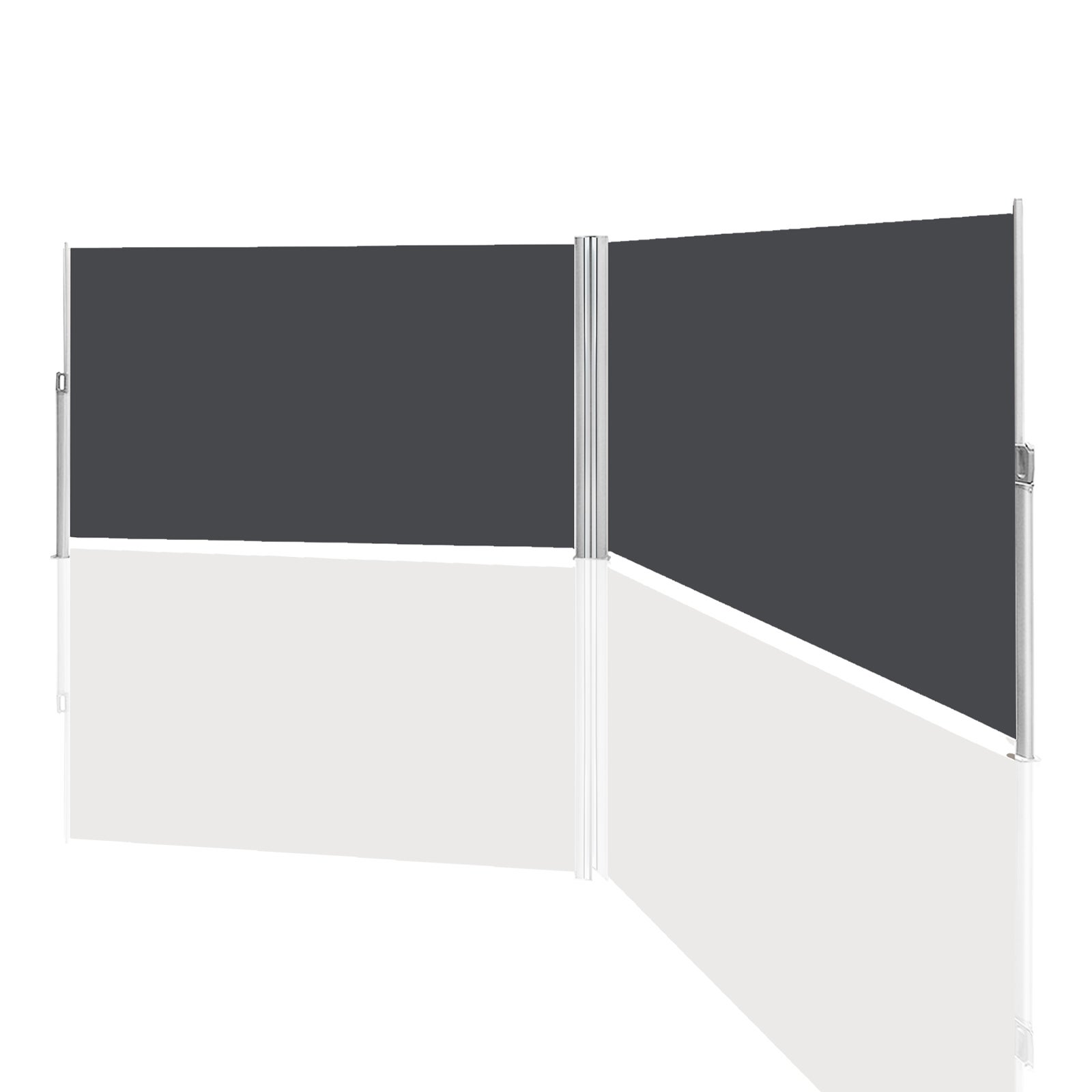 Toldo lateral extensible balcón antracita protección solar full cassette pantalla privacidad gris 160*600cm