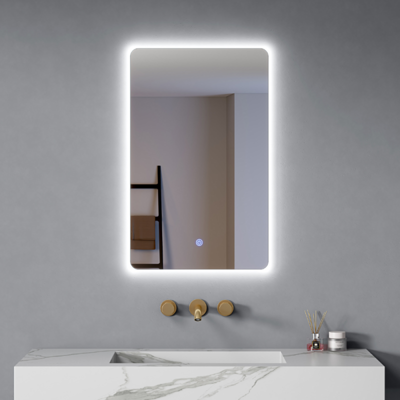 Keonjinn Specchio da bagno a LED con luci, 60 x 40 pollici, dimmerabile