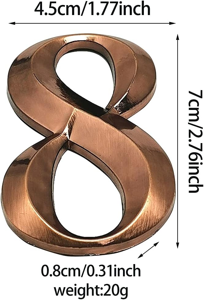 Etiqueta autoadhesiva 3D con número de casa, letrero de buzón de calle para oficina en casa (Bronce, 8) - 6