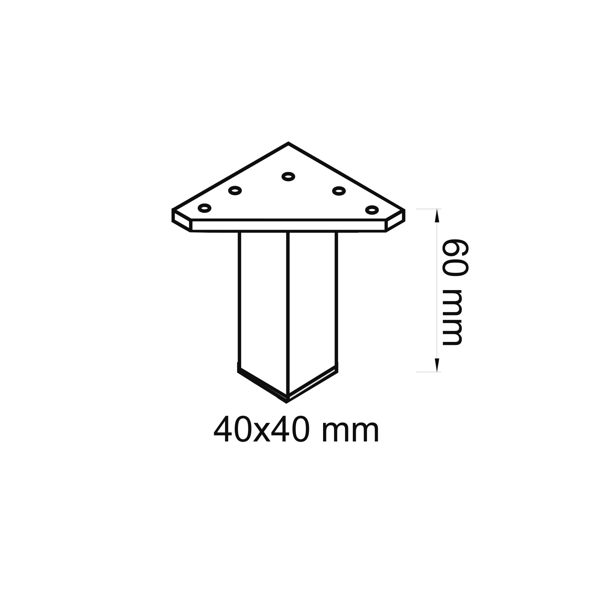 Pied de meuble | Style fonctionnel | En ABS | Finition noire | Mesures 42*42*52mm | Hauteur : 5,2 cm | Installation facile par boulonnage | 1 unité - 3