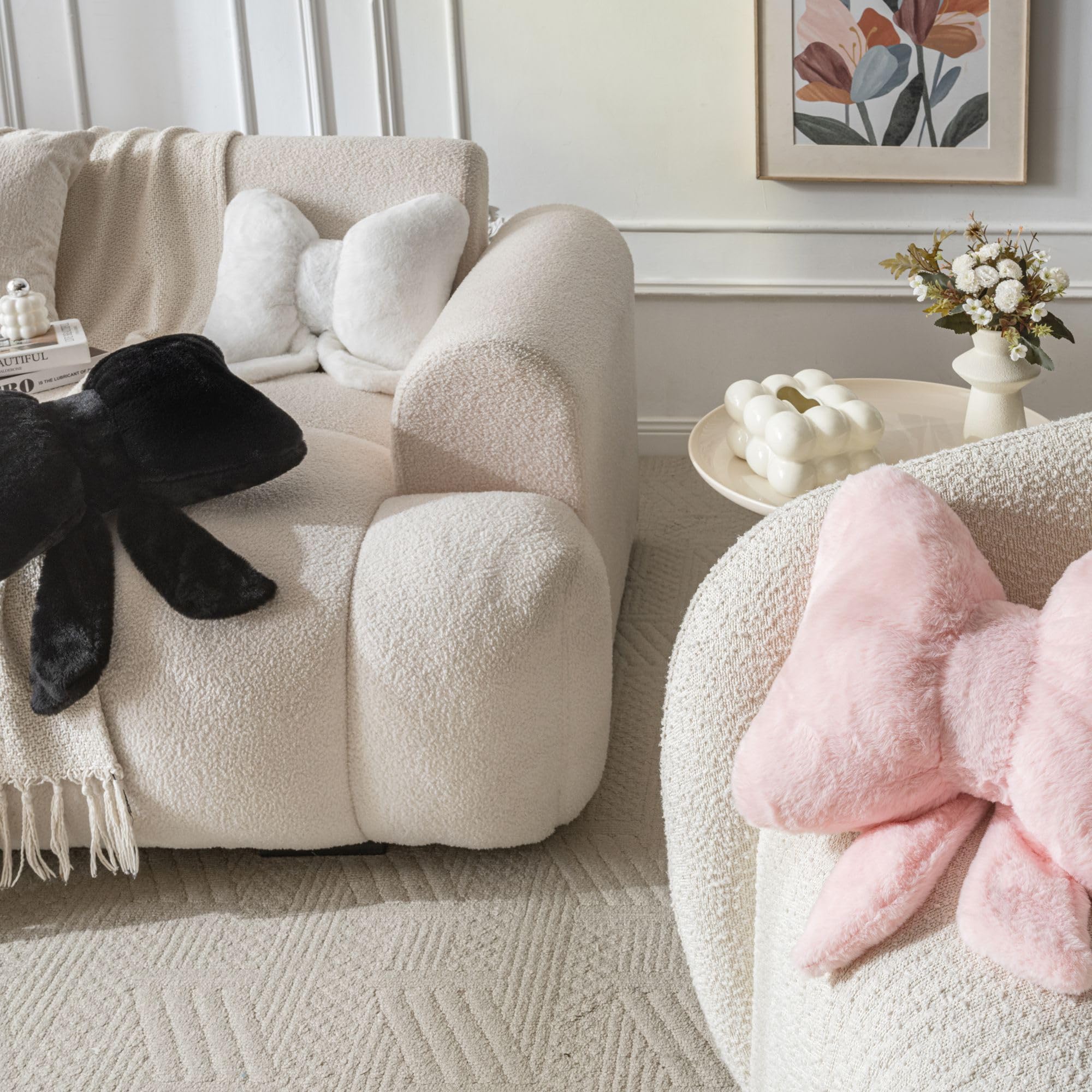 Coussin à nœud mignon, doux et moelleux, lavable à la main, coussin de soutien lombaire pour voiture, décoration pour chambre et canapé (noir) - 7