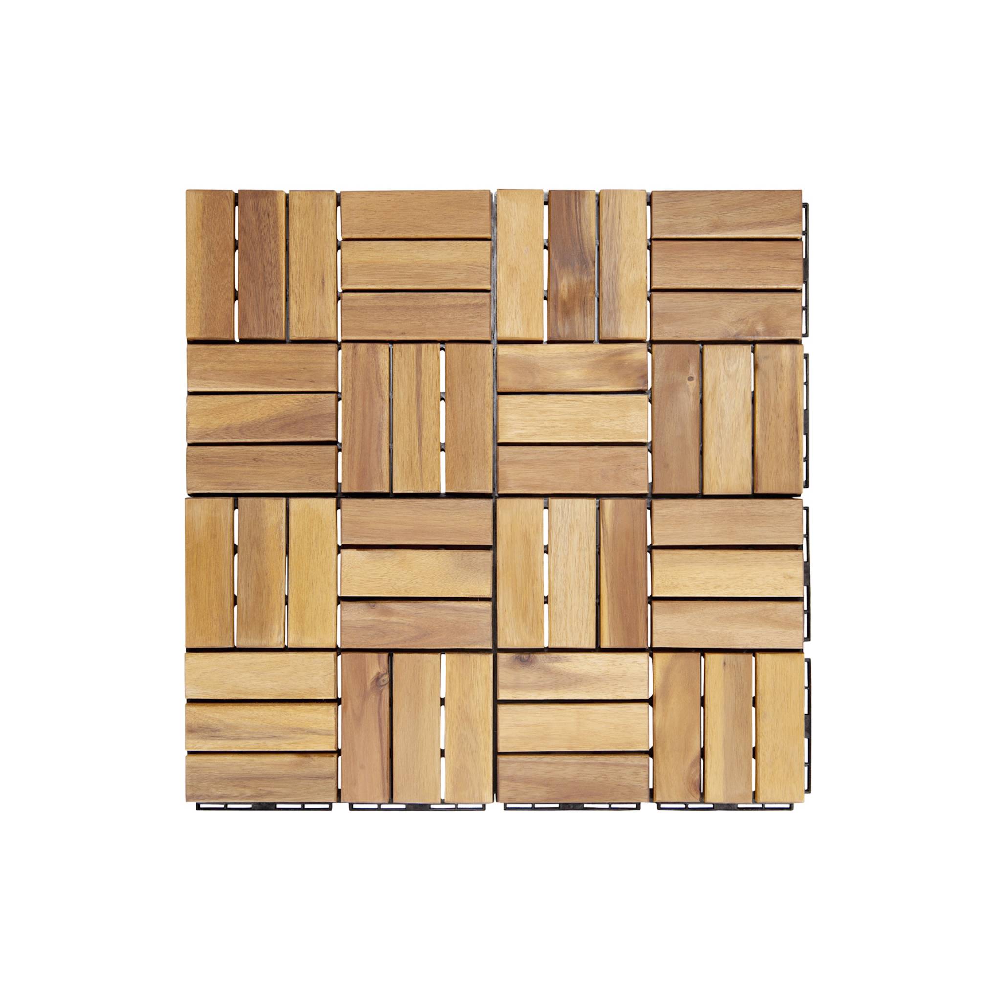 Lot de 10 dalles de terrasses 30x30cm en bois d'acacia. motif carré. clipsables SARRAFO - 6